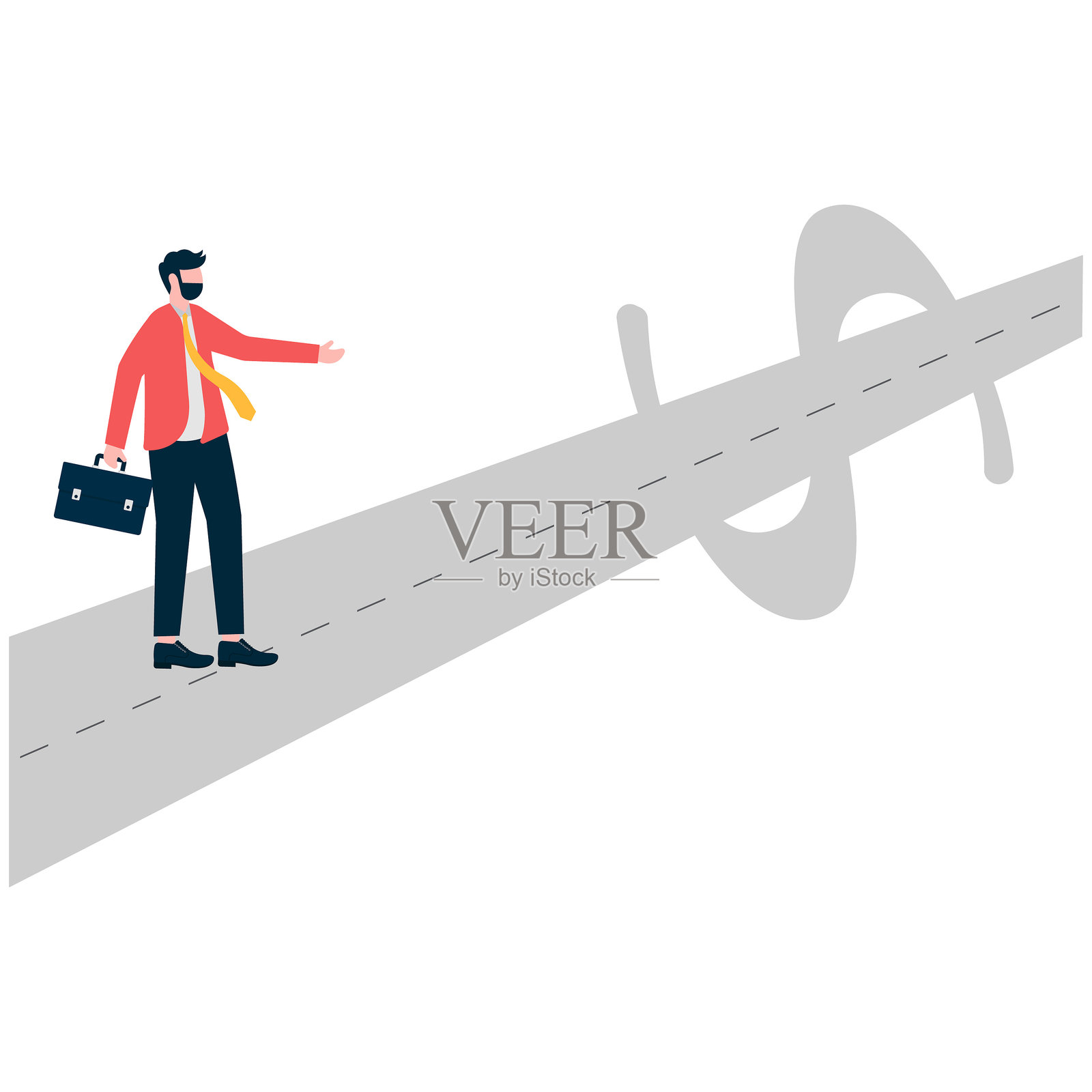 通往财务自由的道路。引领商业方向。职业目标。财务启示。插画图片素材