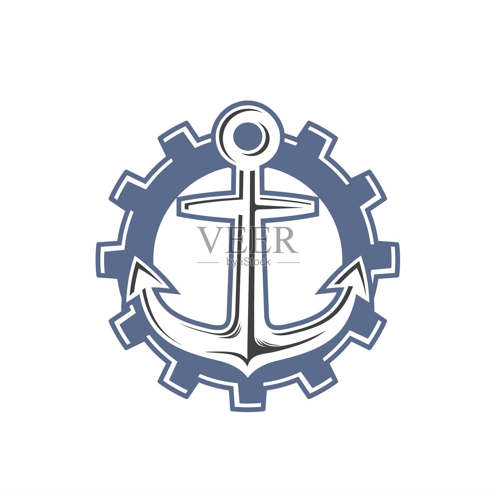 锚和齿轮。插画图片素材