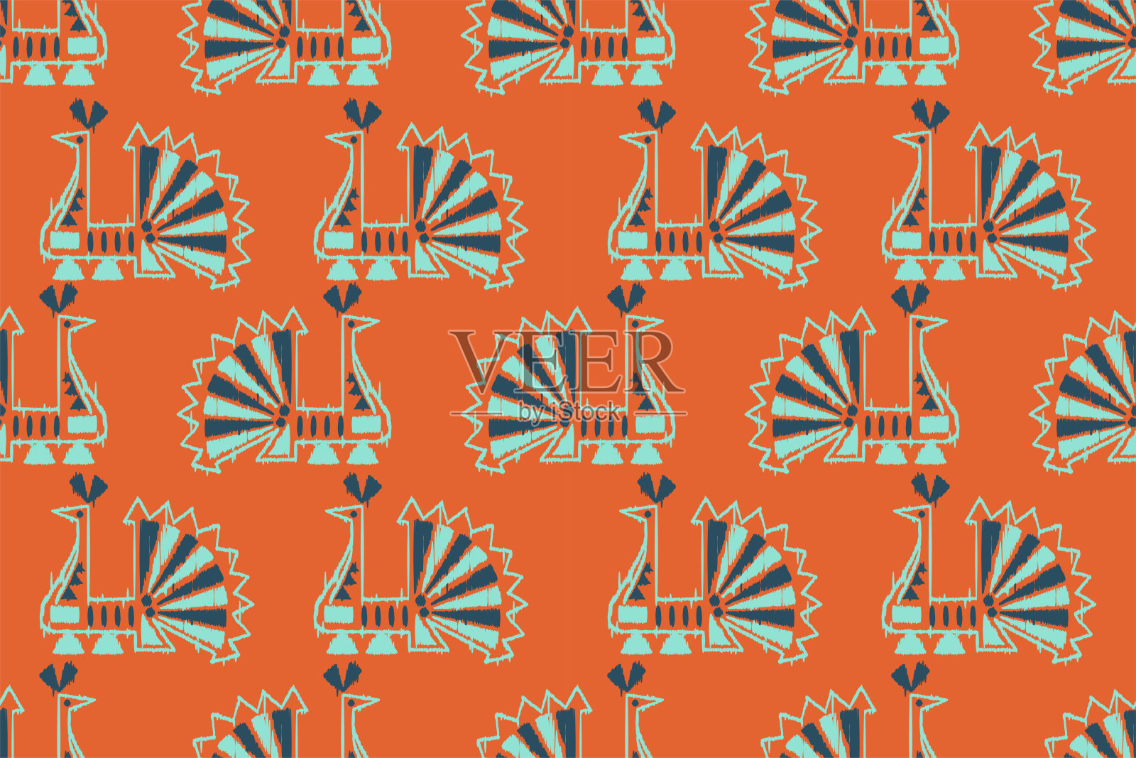 伊卡特面料时尚插画图片素材