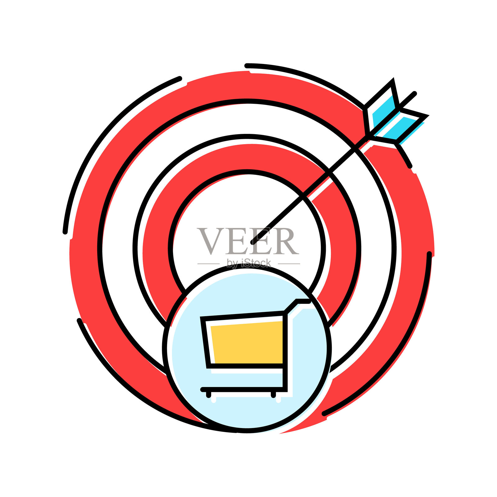 购买意向消费者行为彩色图标矢量插图插画图片素材