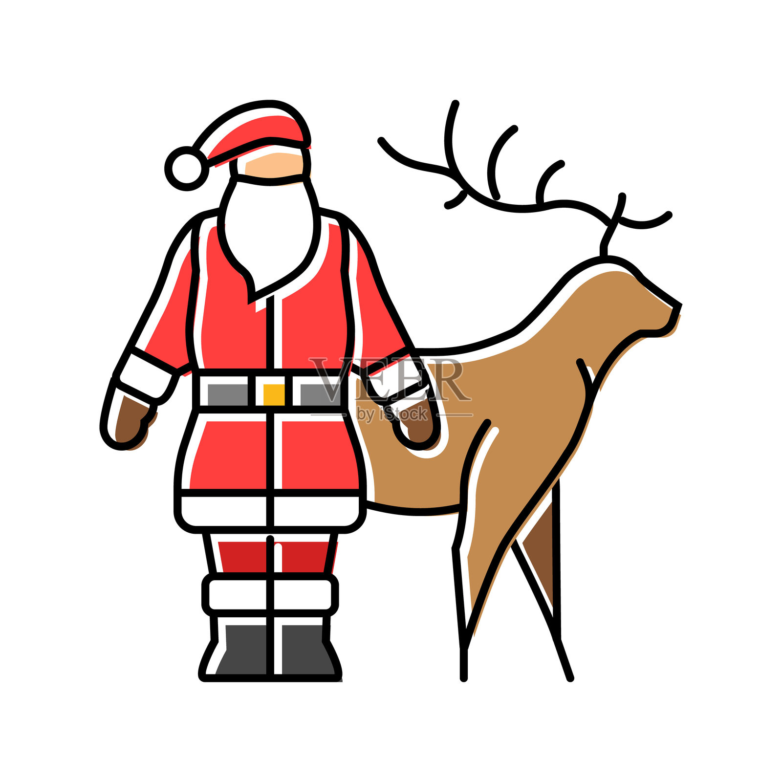 圣诞老人驯鹿彩色图标矢量插图插画图片素材