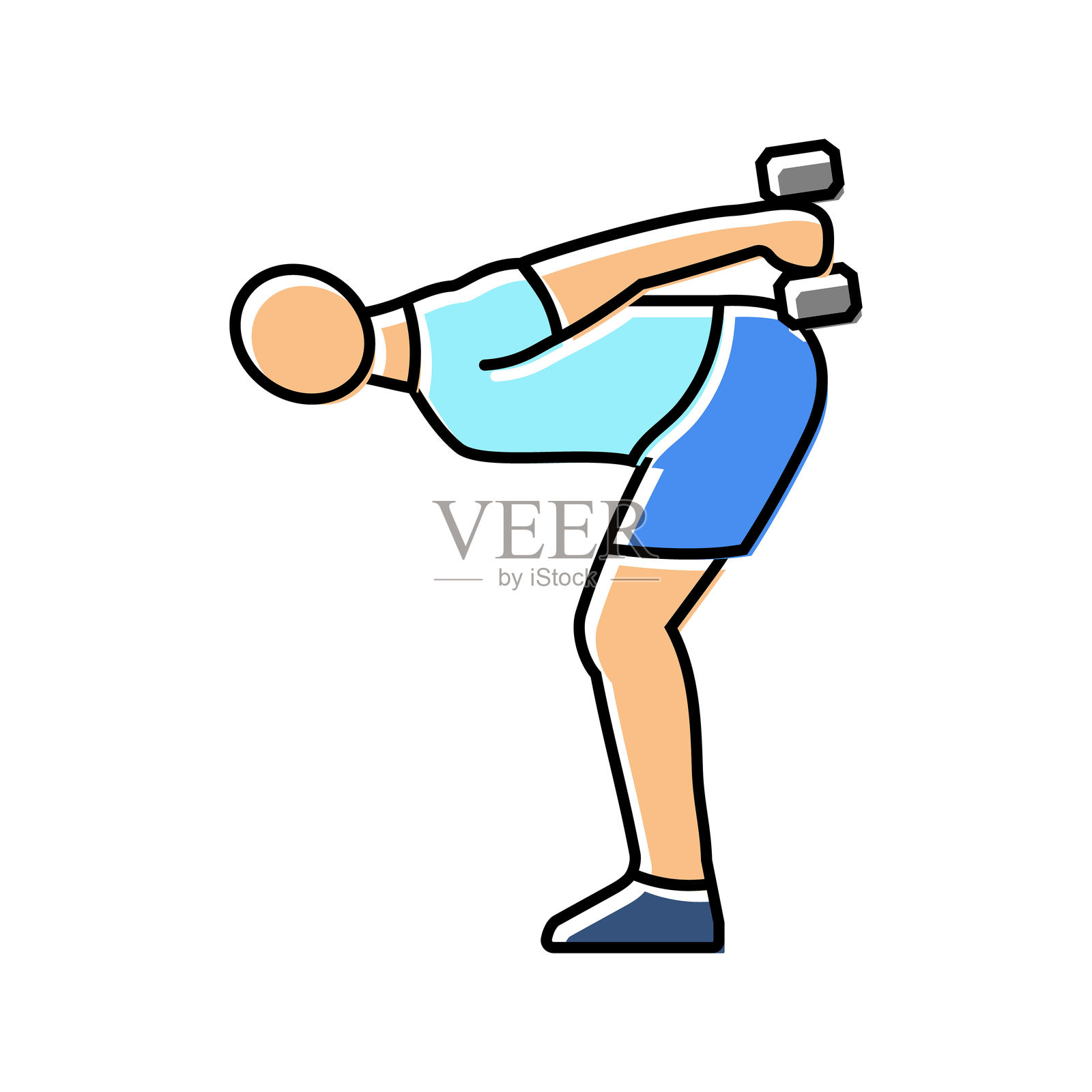 引体向上臂部健身运动彩色图标插图插画图片素材