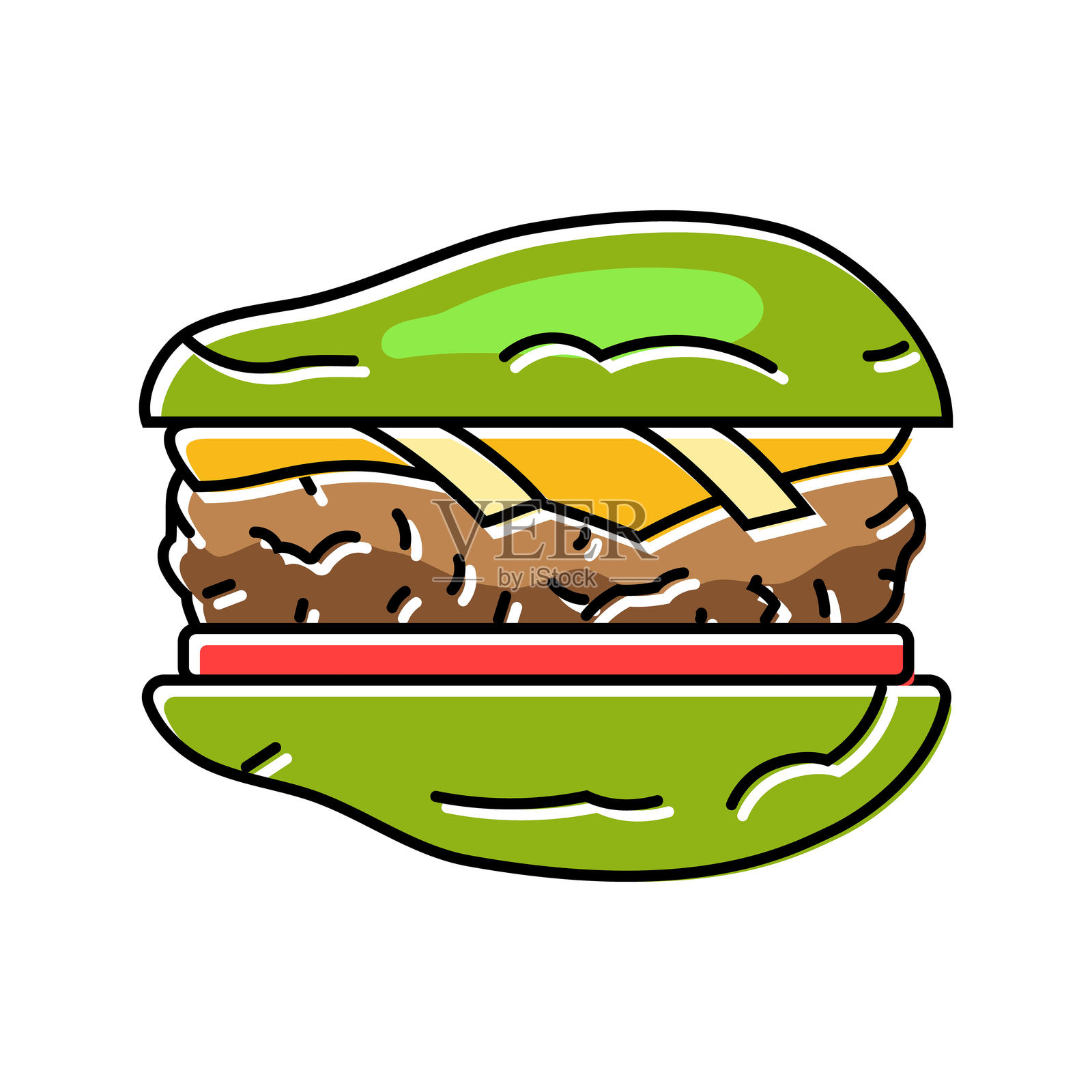 鳄梨汉堡食品彩色图标矢量插图插画图片素材