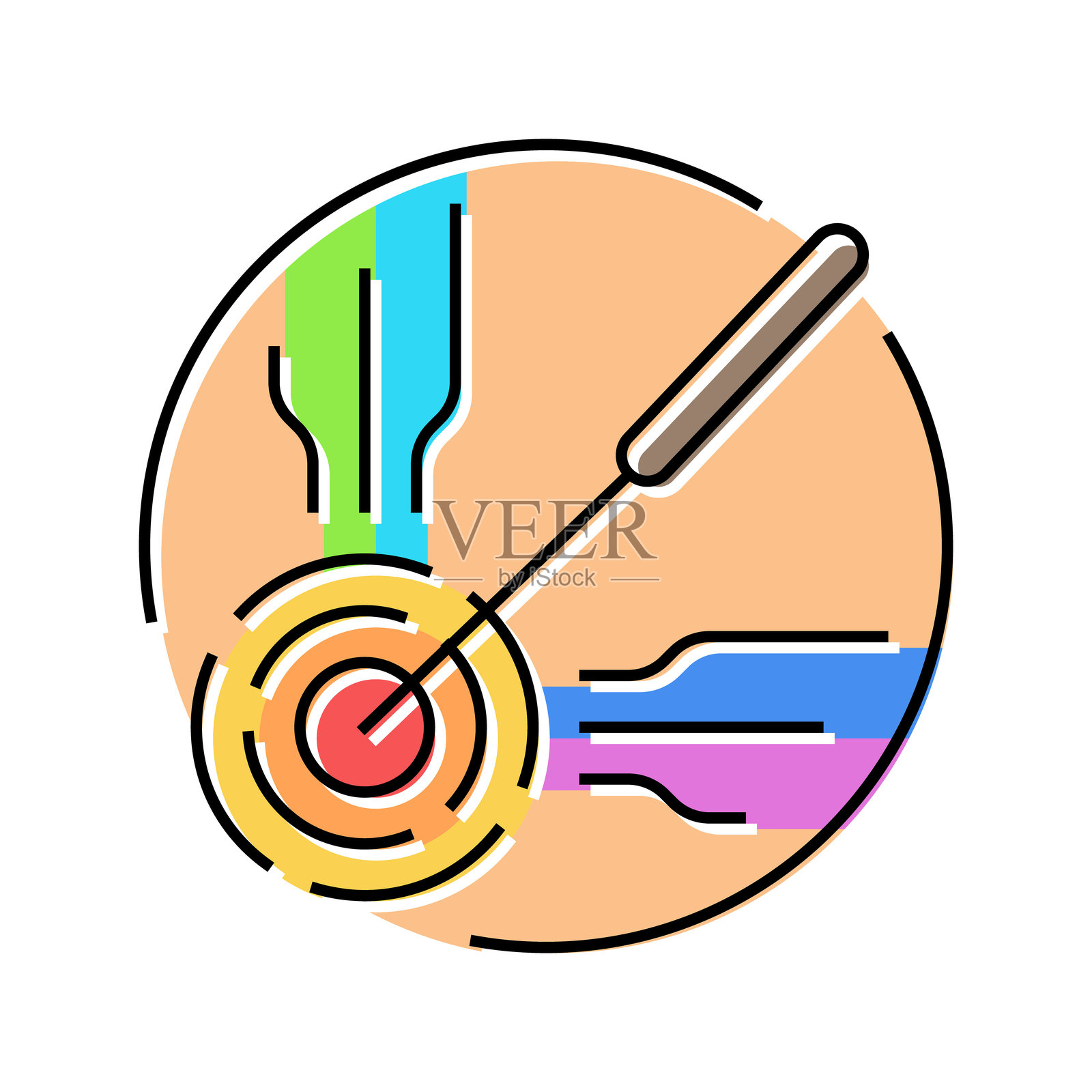 压力点针灸彩色图标矢量插图插画图片素材