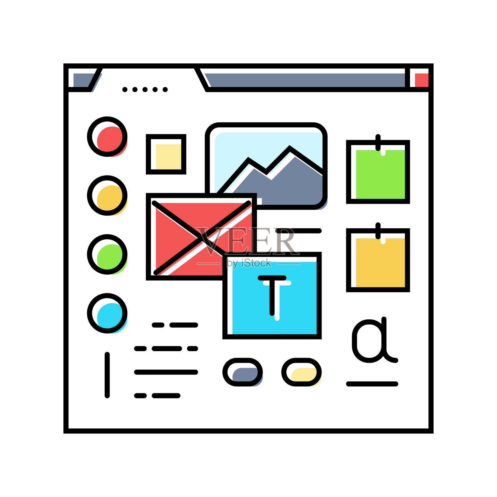 情绪板 UX UI 设计 色彩 图标 矢量插图插画图片素材