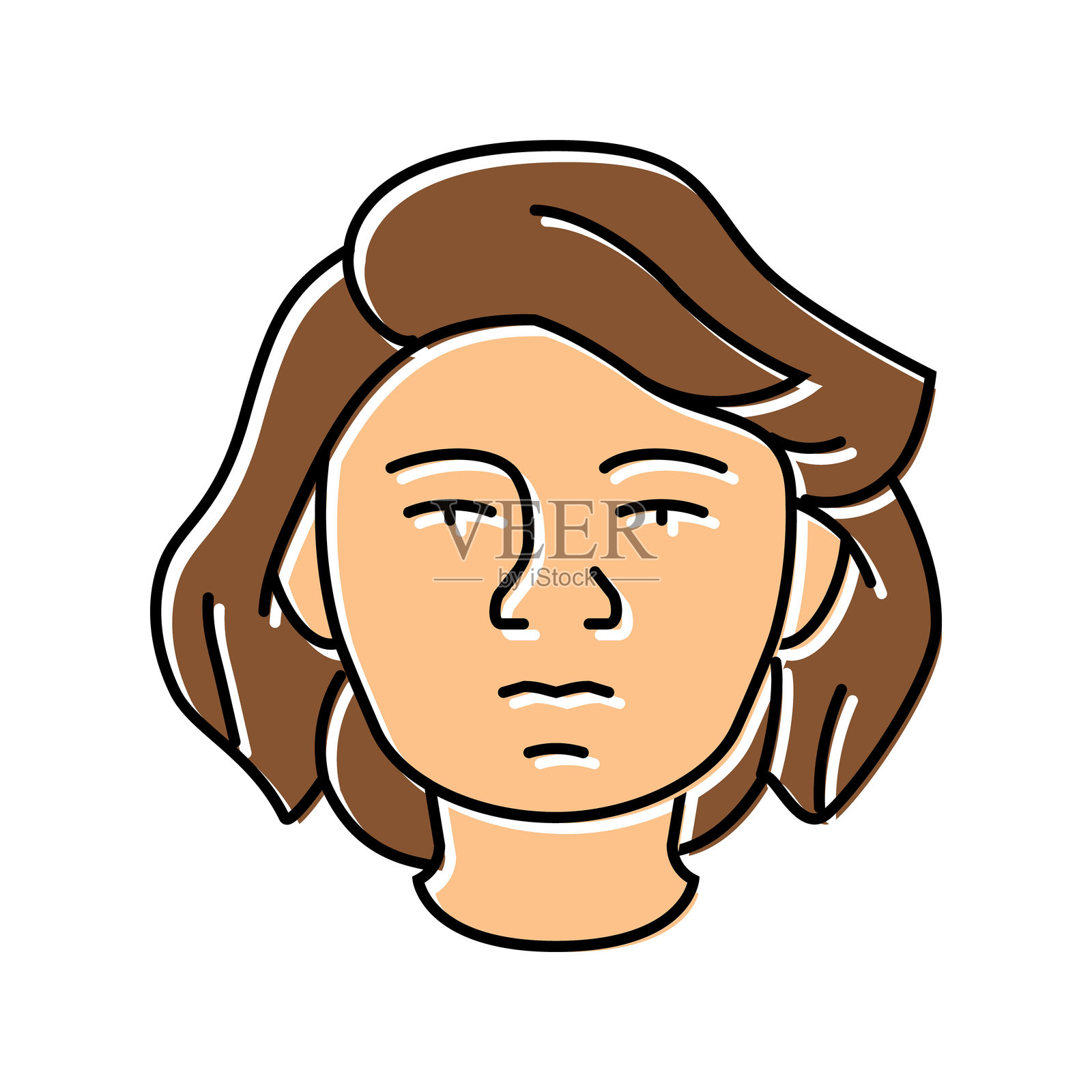 骄傲女性表情彩色图标插图插画图片素材