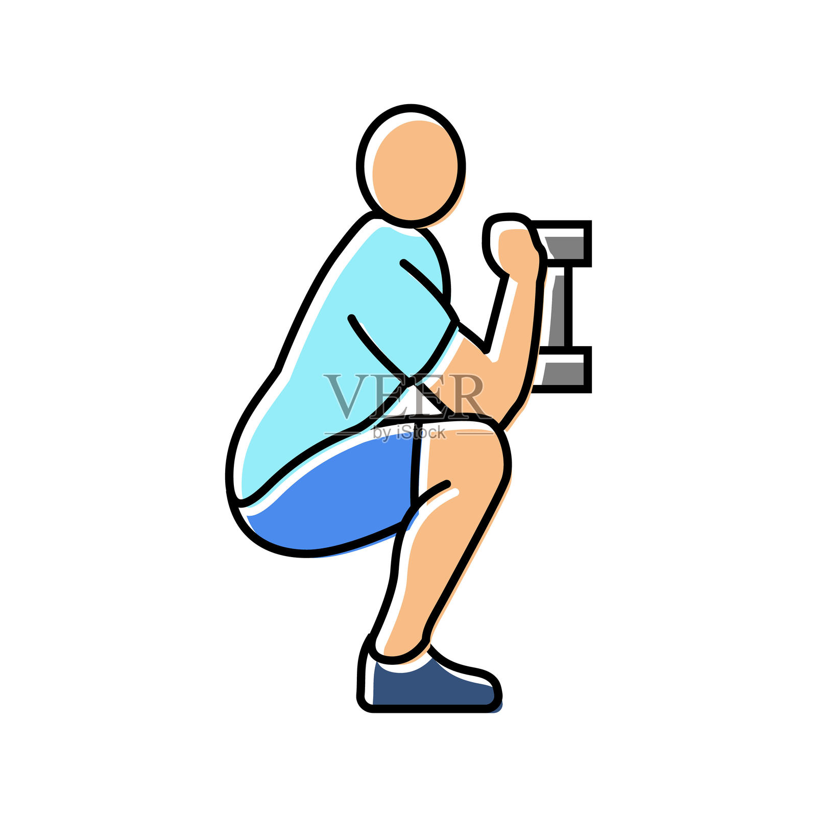 高脚杯深蹲健身运动腿部彩色图标插图插画图片素材