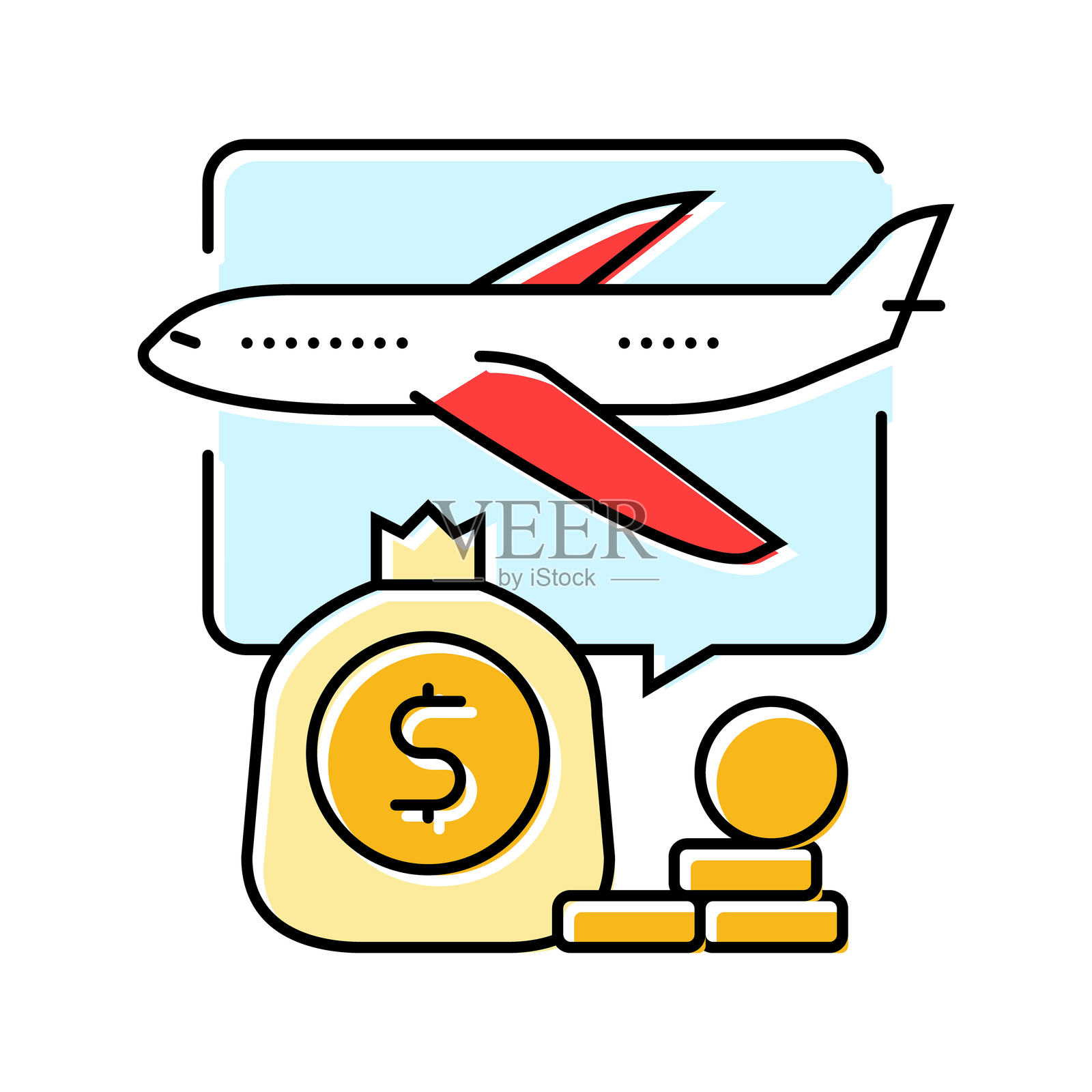 旅行预算规划彩色图标矢量插图插画图片素材