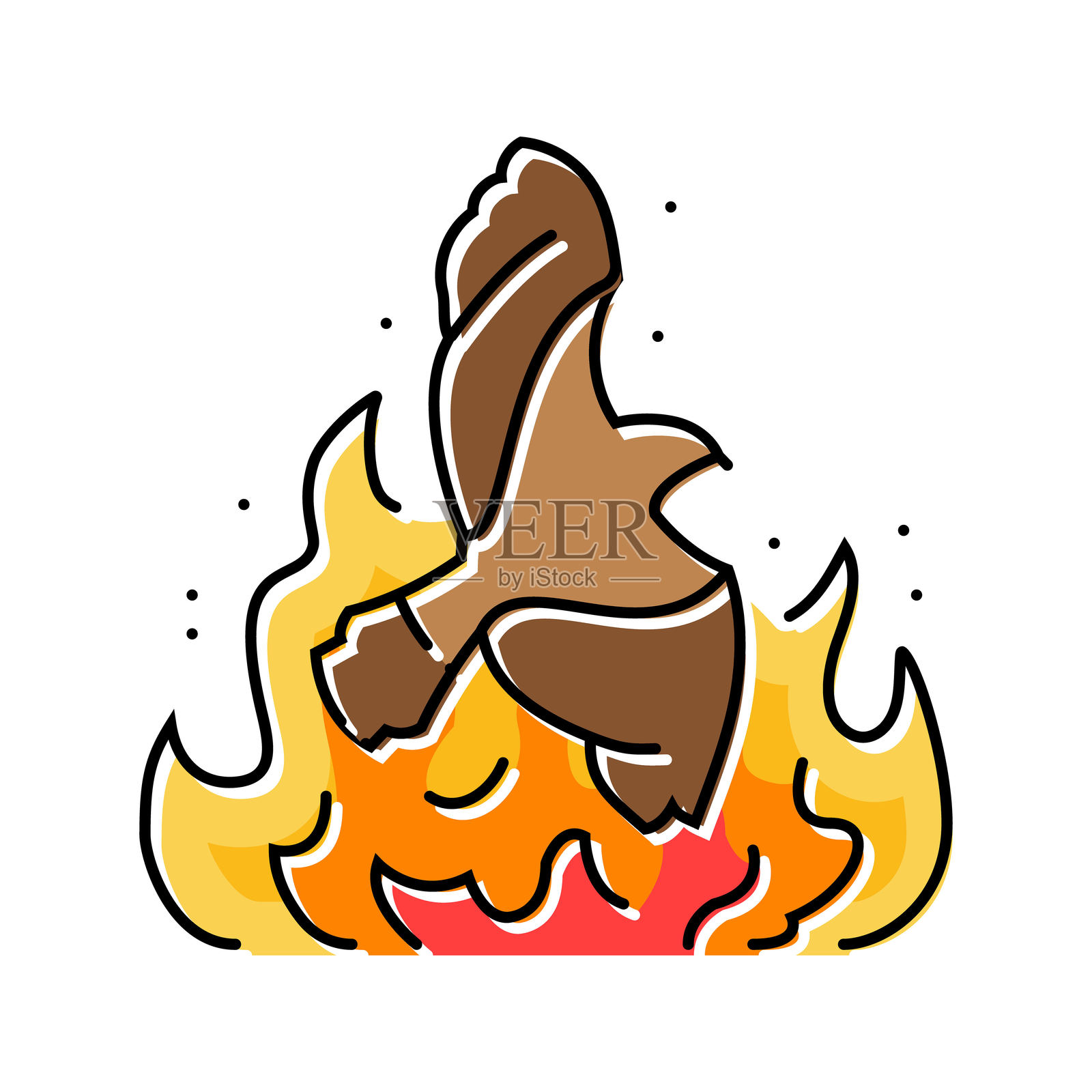 火灾灾难中的鸟类彩色图标插图插画图片素材