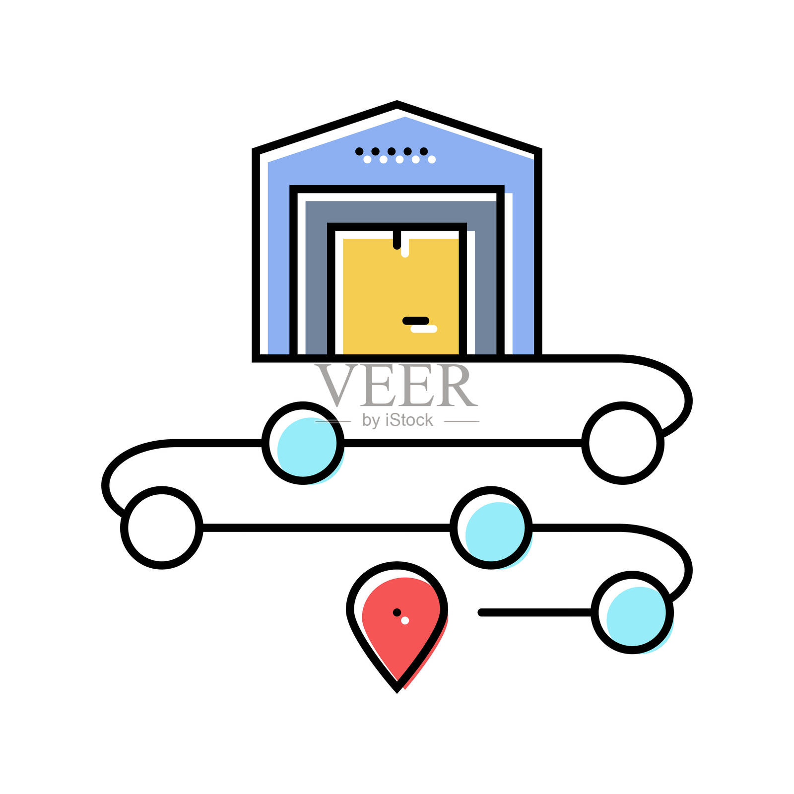 订单履行业务流程彩色图标矢量插图插画图片素材