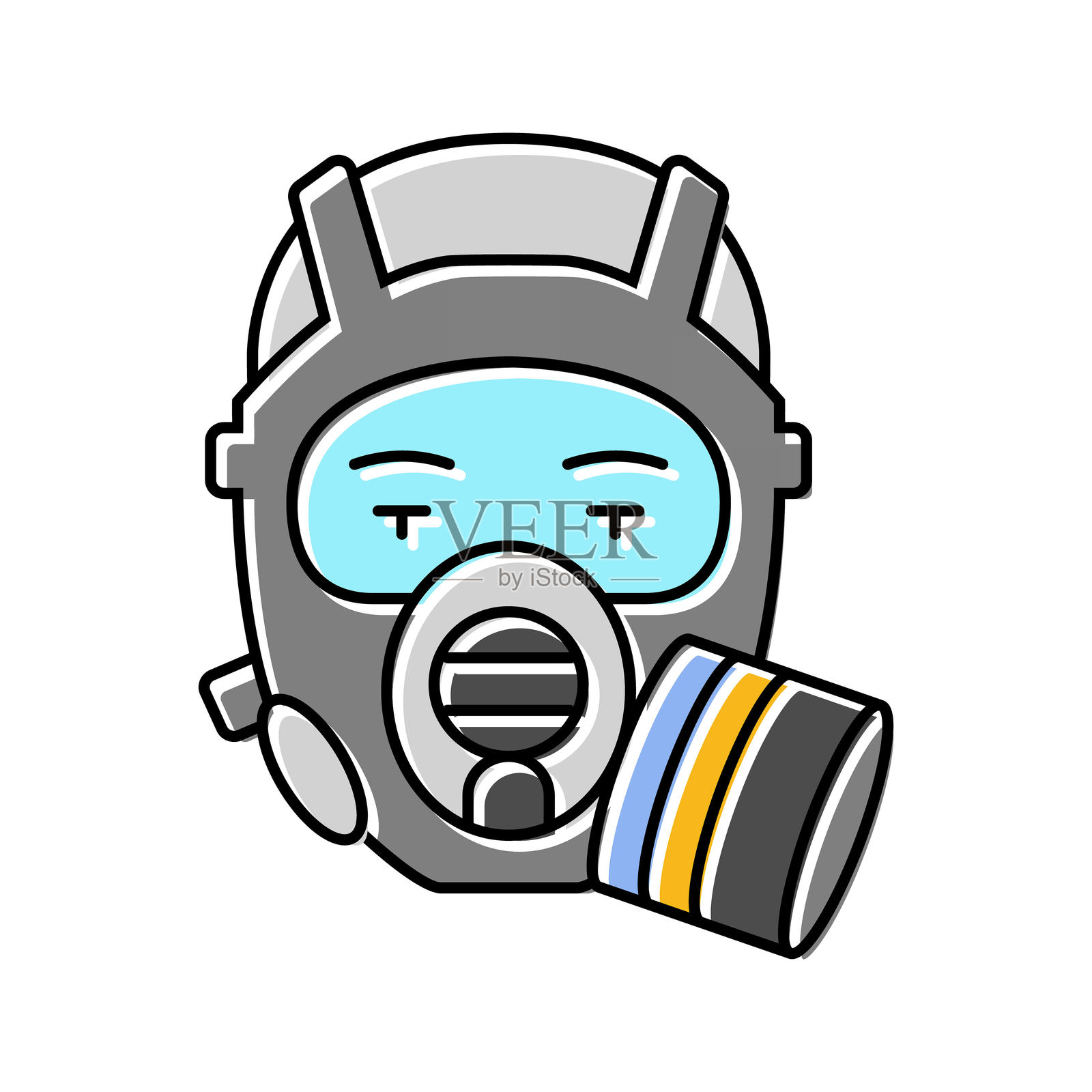 烟雾口罩面部彩色图标矢量插图插画图片素材