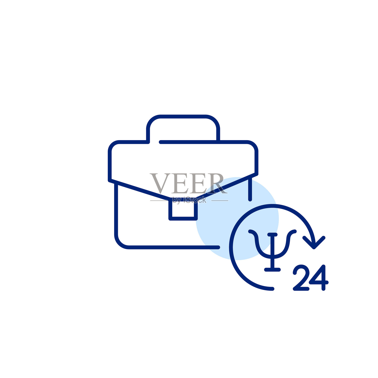 公文包和24小时心理治疗支持符号。工作危机咨询。像素完美，可编辑的线条图标插画图片素材