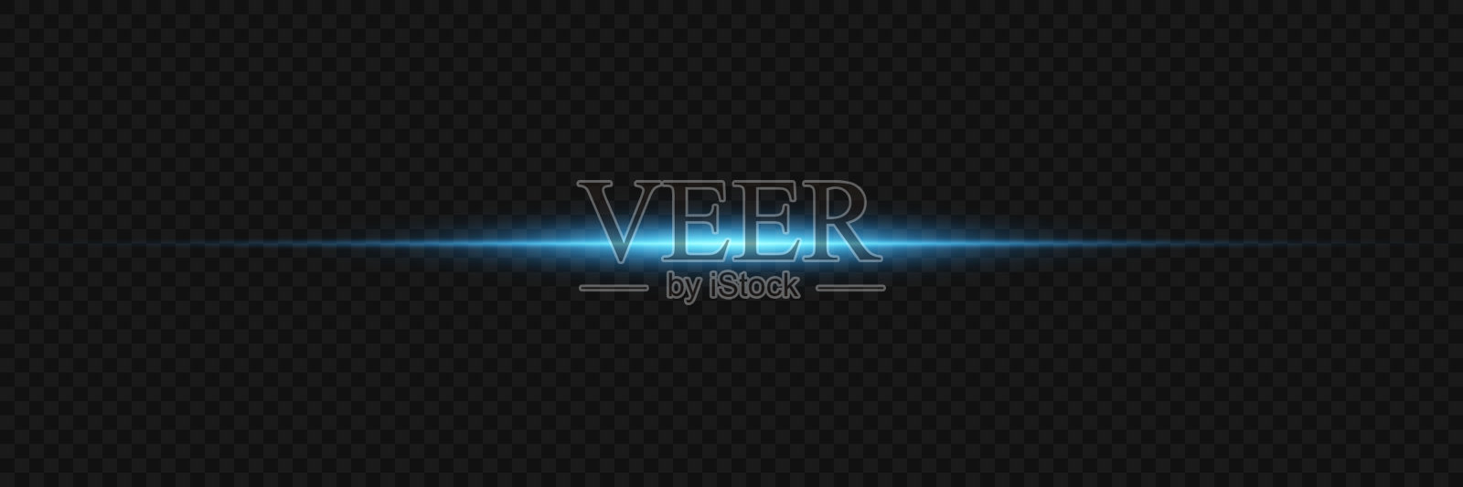 闪亮的霓虹灯光线，水平蓝色效果。插画图片素材