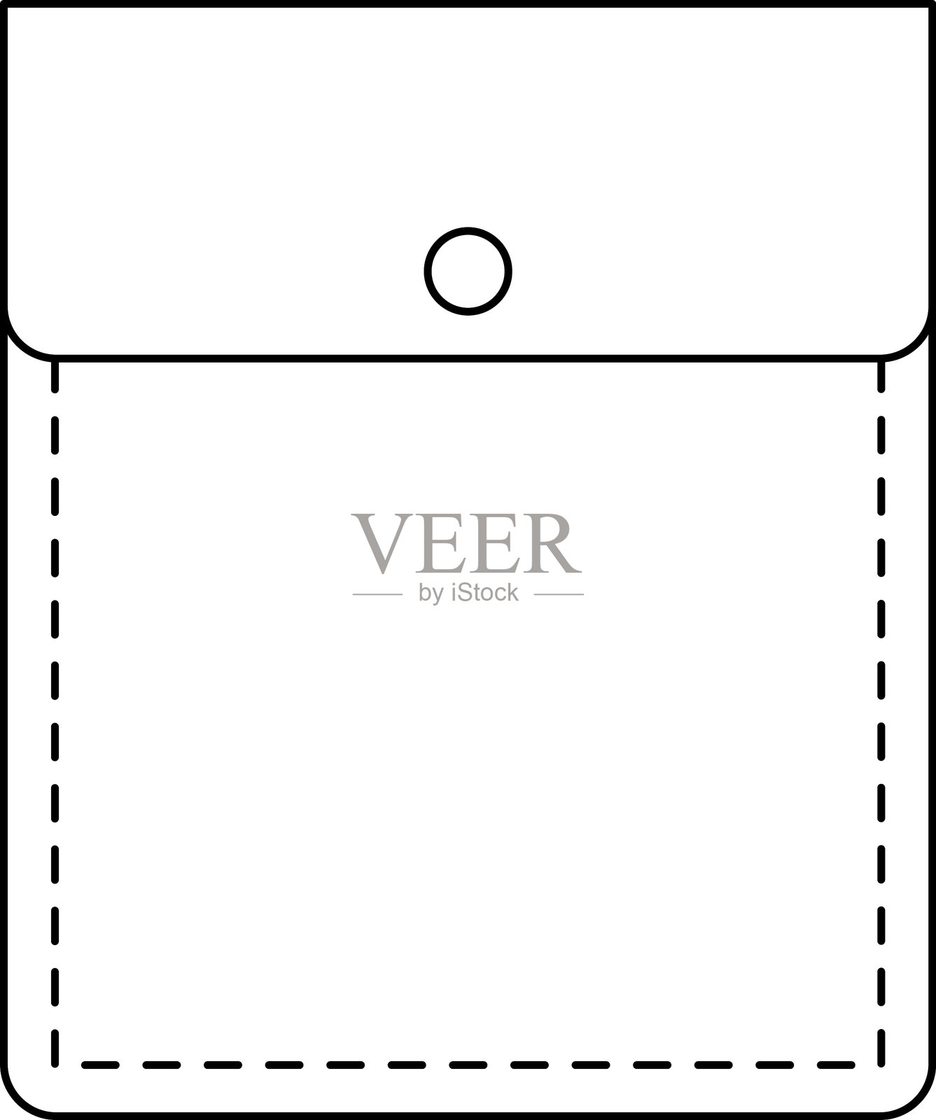 衣物的贴袋图标。孤立的线条矢量插图。插画图片素材