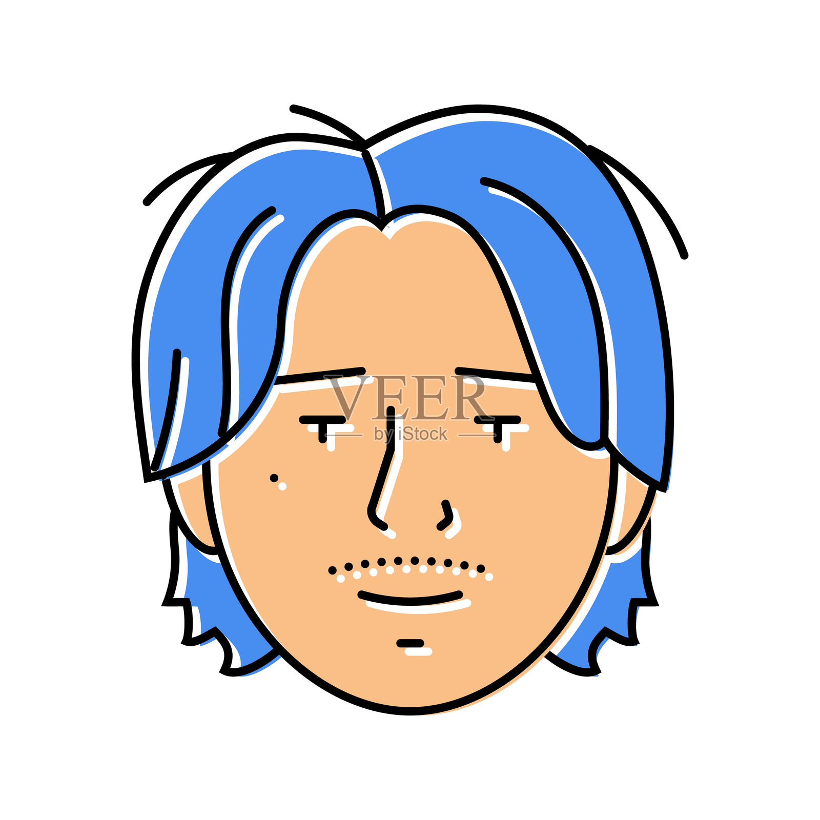 女性头像二次元风格彩色图标插图插画图片素材