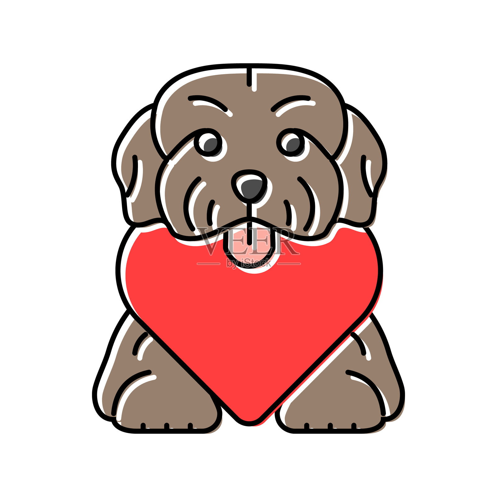 心形狗狗颜色图标矢量插图插画图片素材