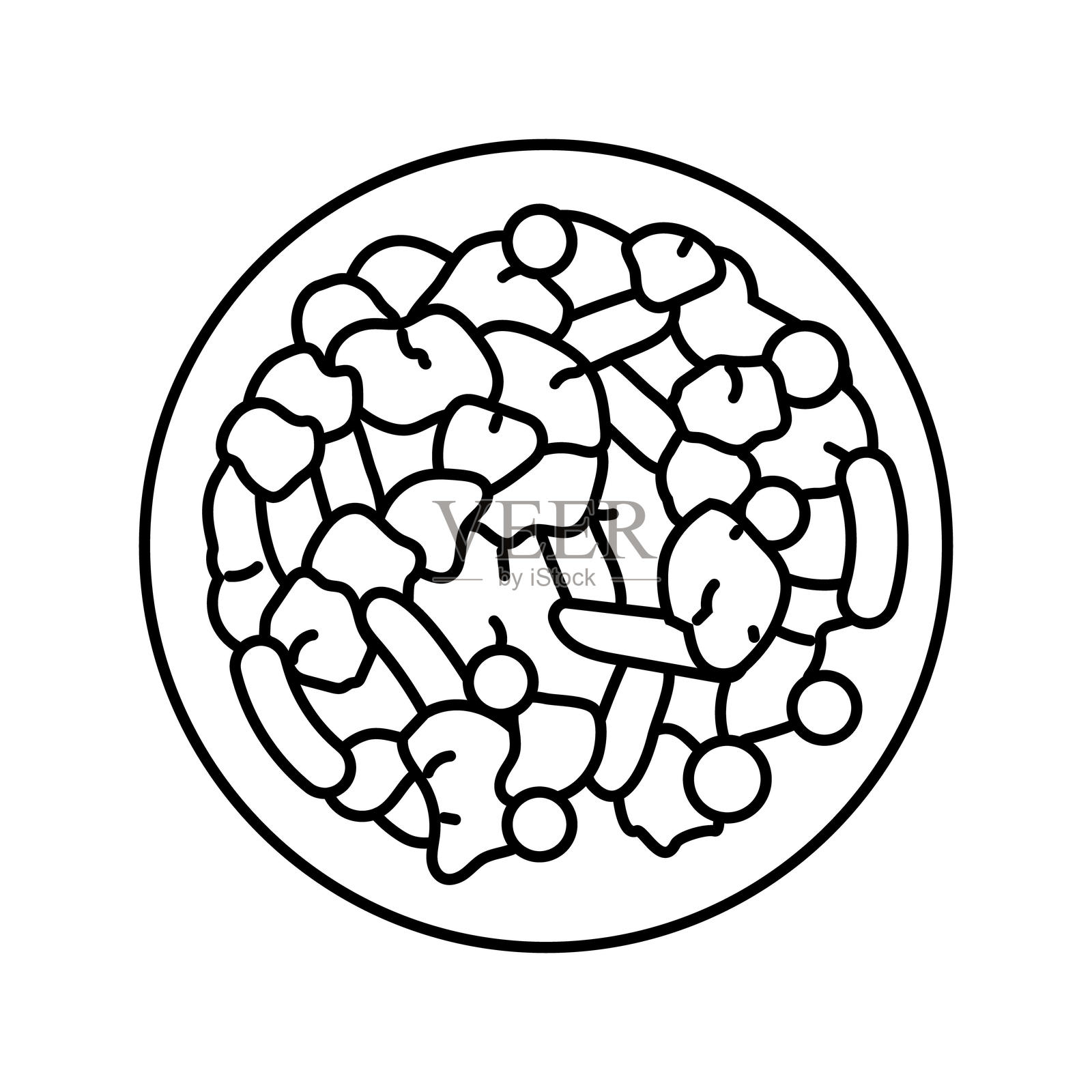 炒鸡肉食品线条图标插图插画图片素材