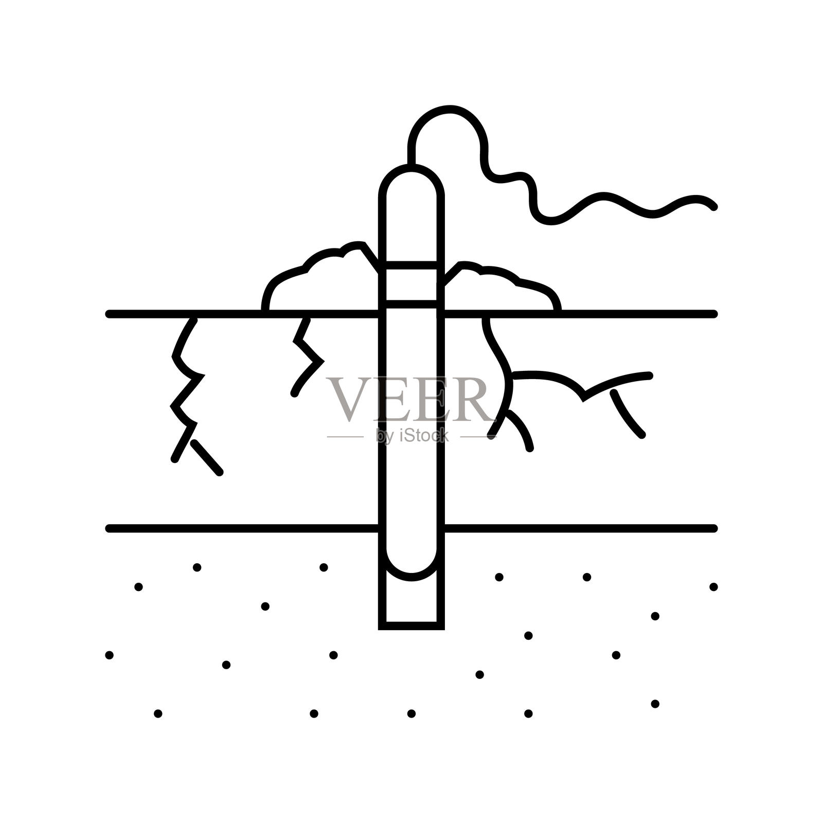 岩石爆破采矿线条图标插图插画图片素材