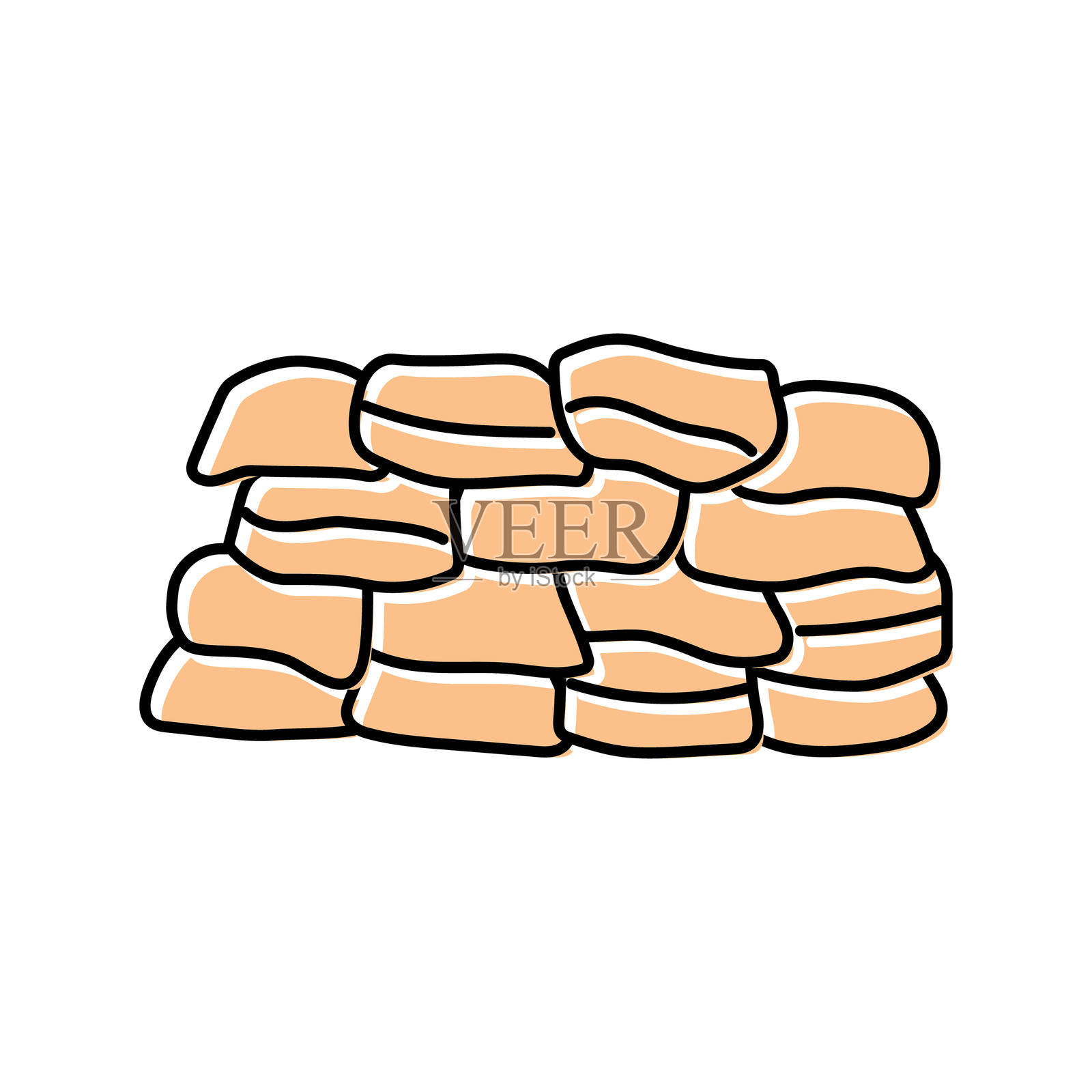 沙袋 灾难 彩色图标 矢量插图插画图片素材