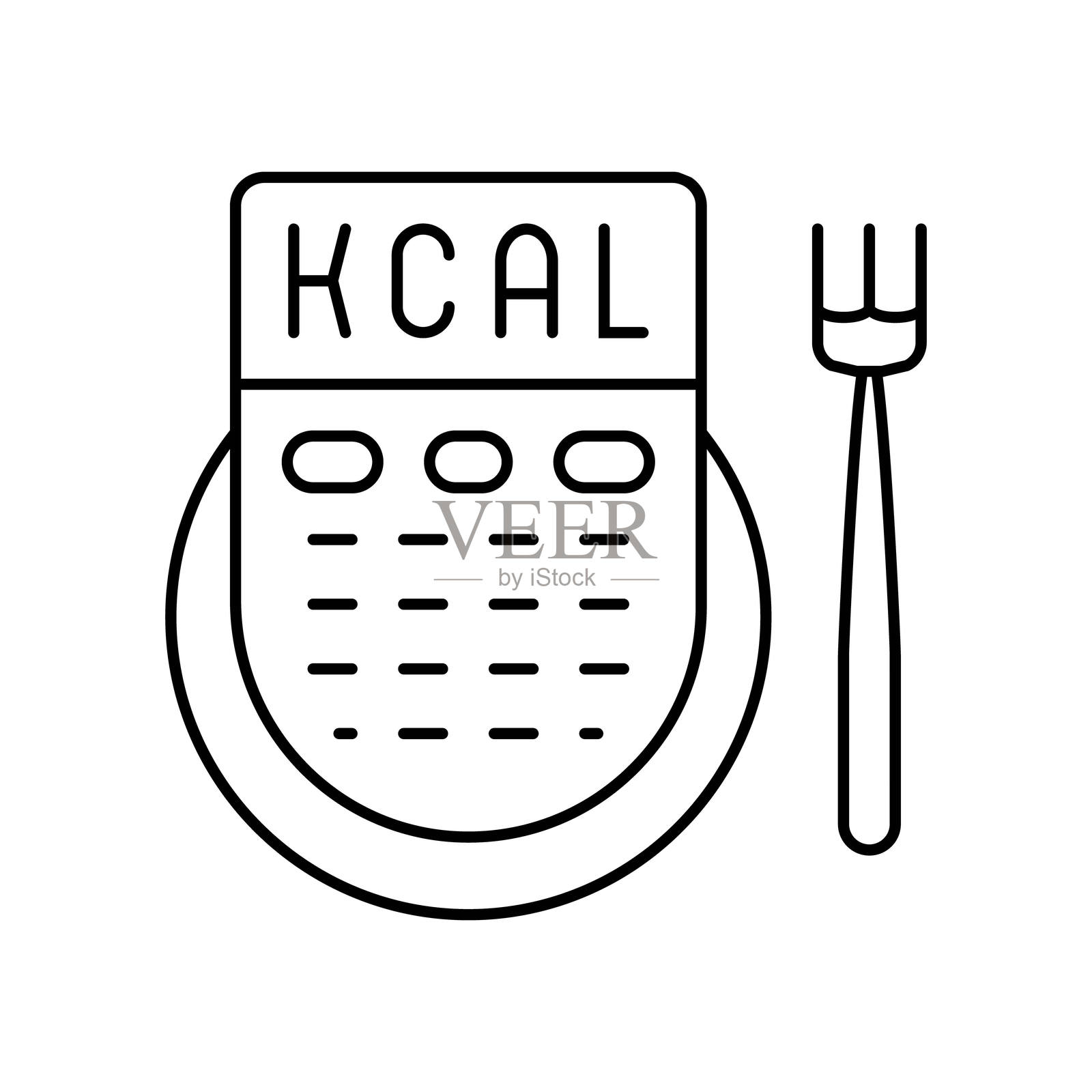 卡路里摄入、肥胖、超重线条图标插图插画图片素材