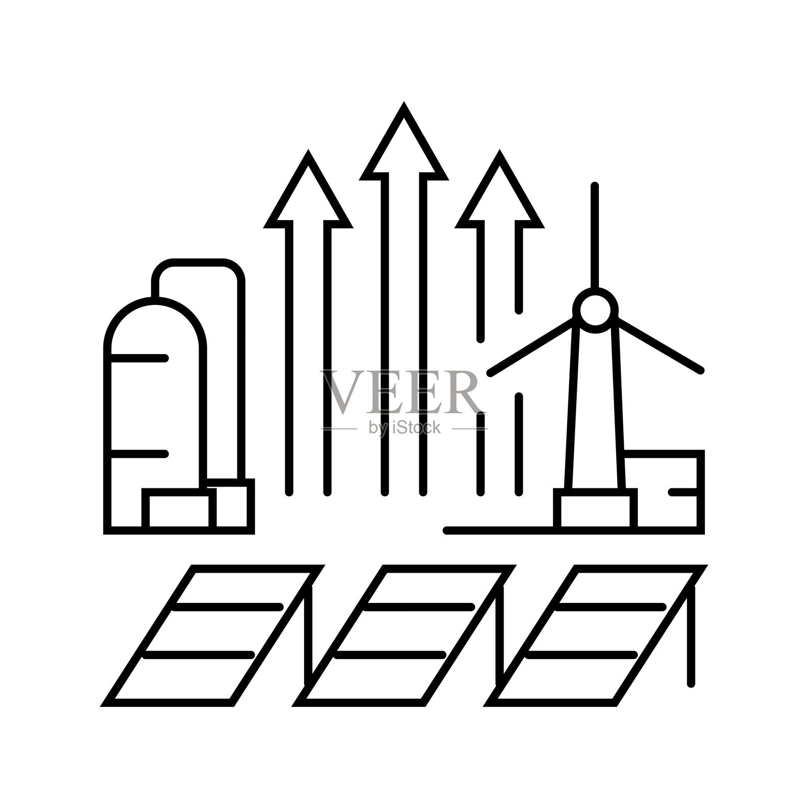 清洁能源激励措施线条图标插图插画图片素材