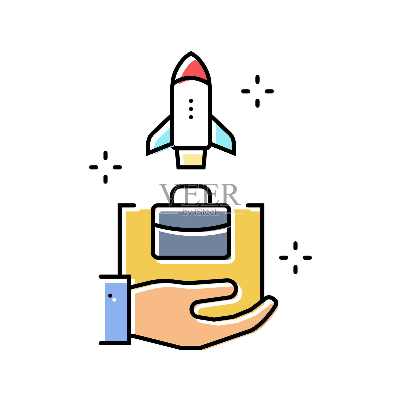 精益创业现代商业彩色图标矢量插图插画图片素材