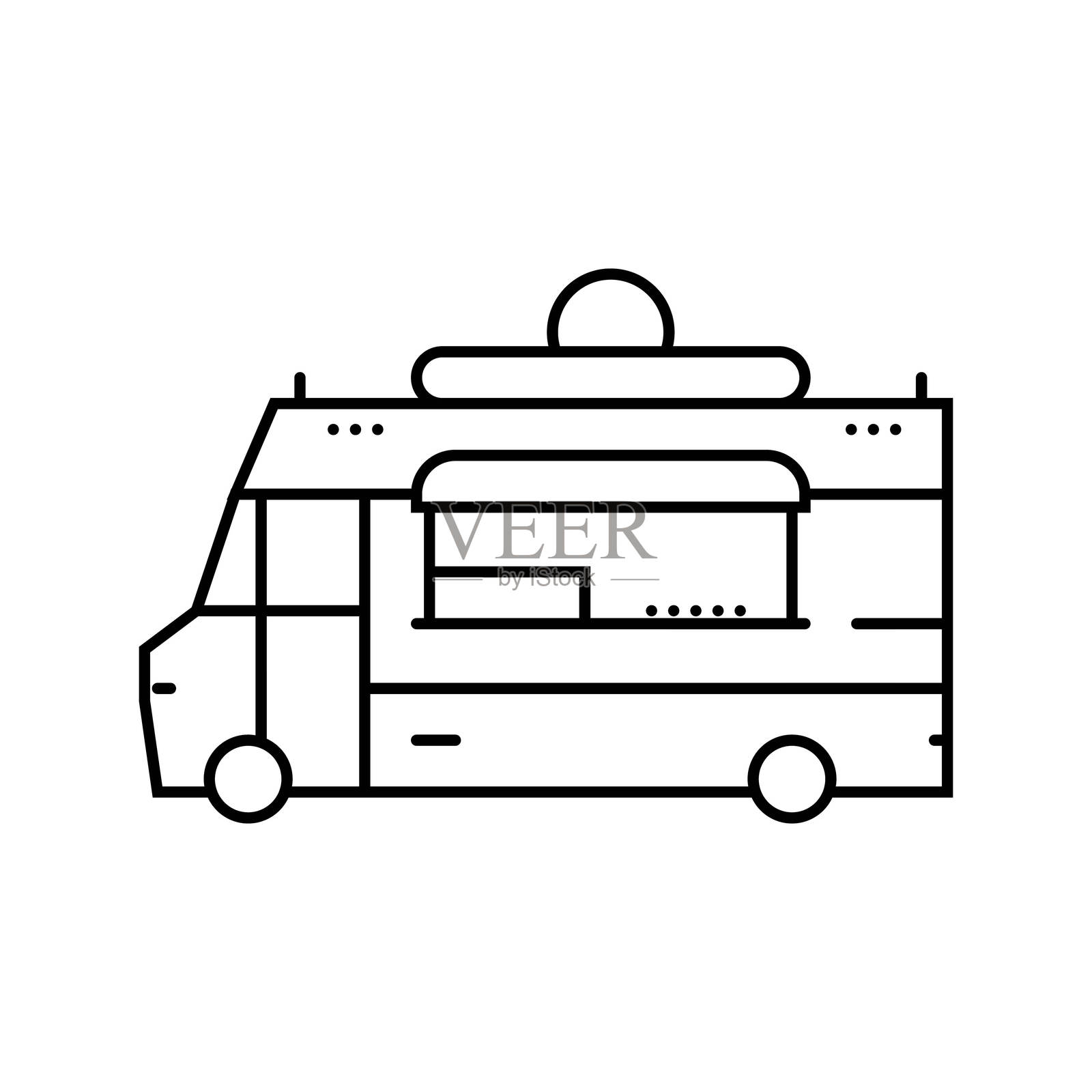 印度街头食品车线条图标插图插画图片素材