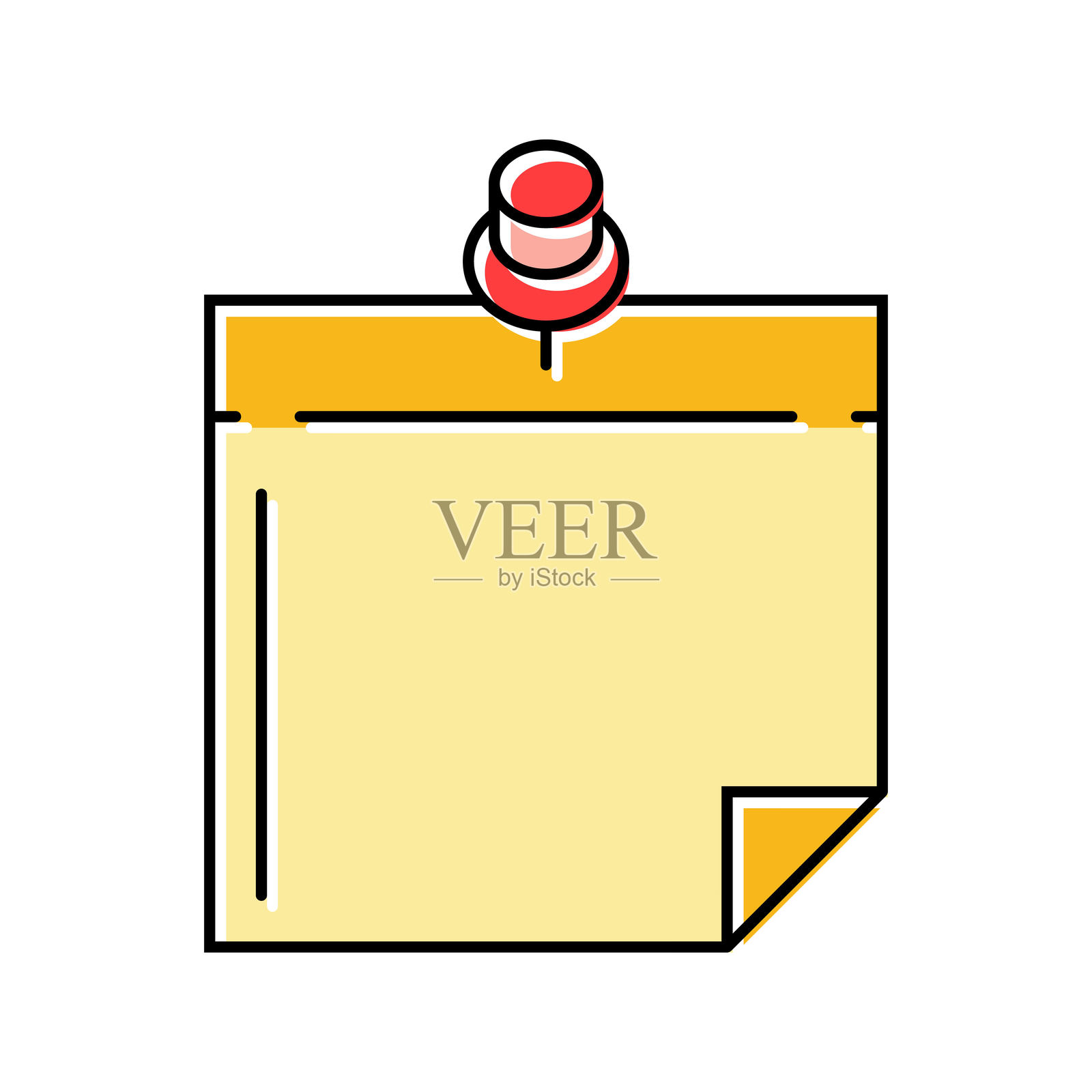 彩色图标矢量插图的便利贴图钉列表插画图片素材