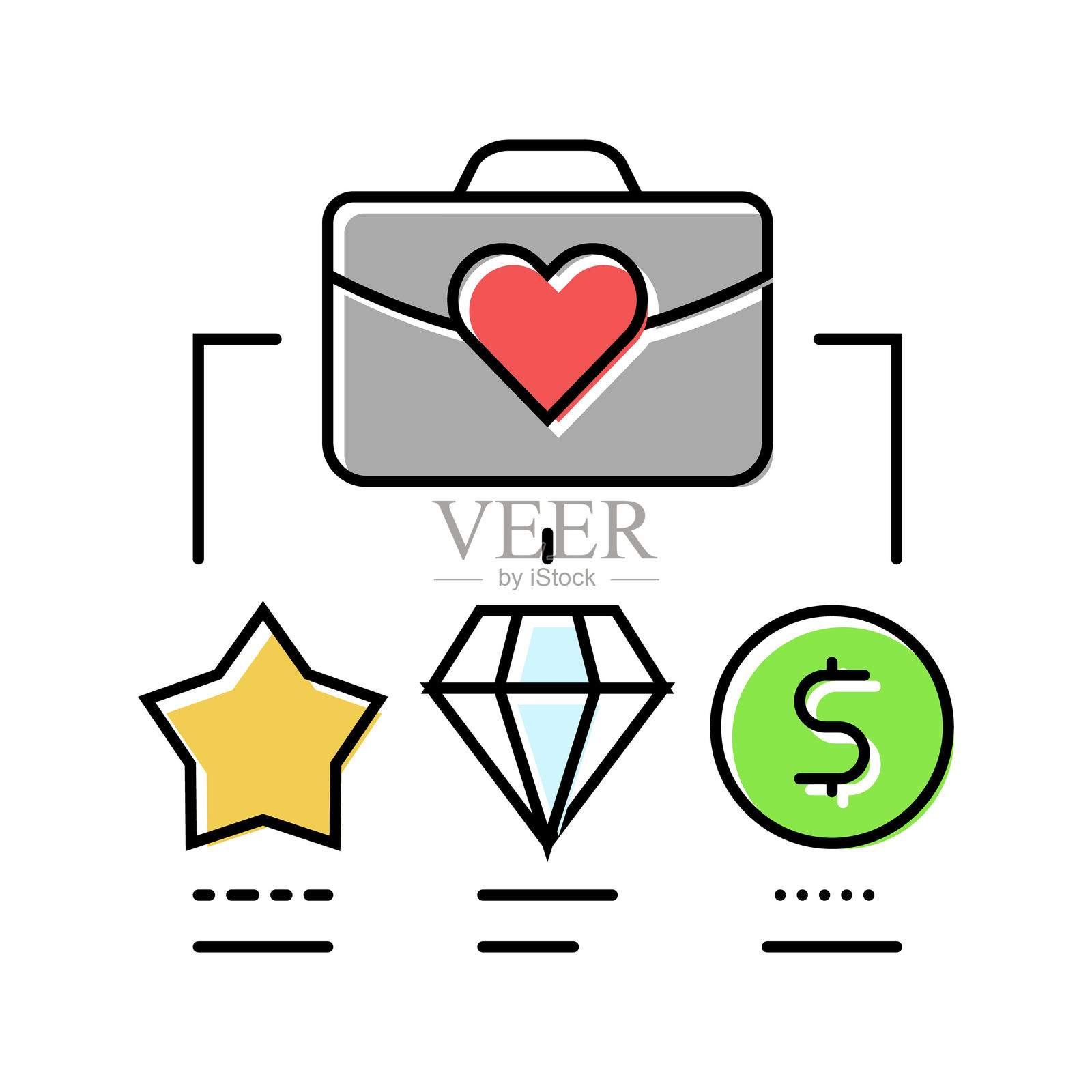 雇主价值主张（EVP）彩色图标矢量插图插画图片素材