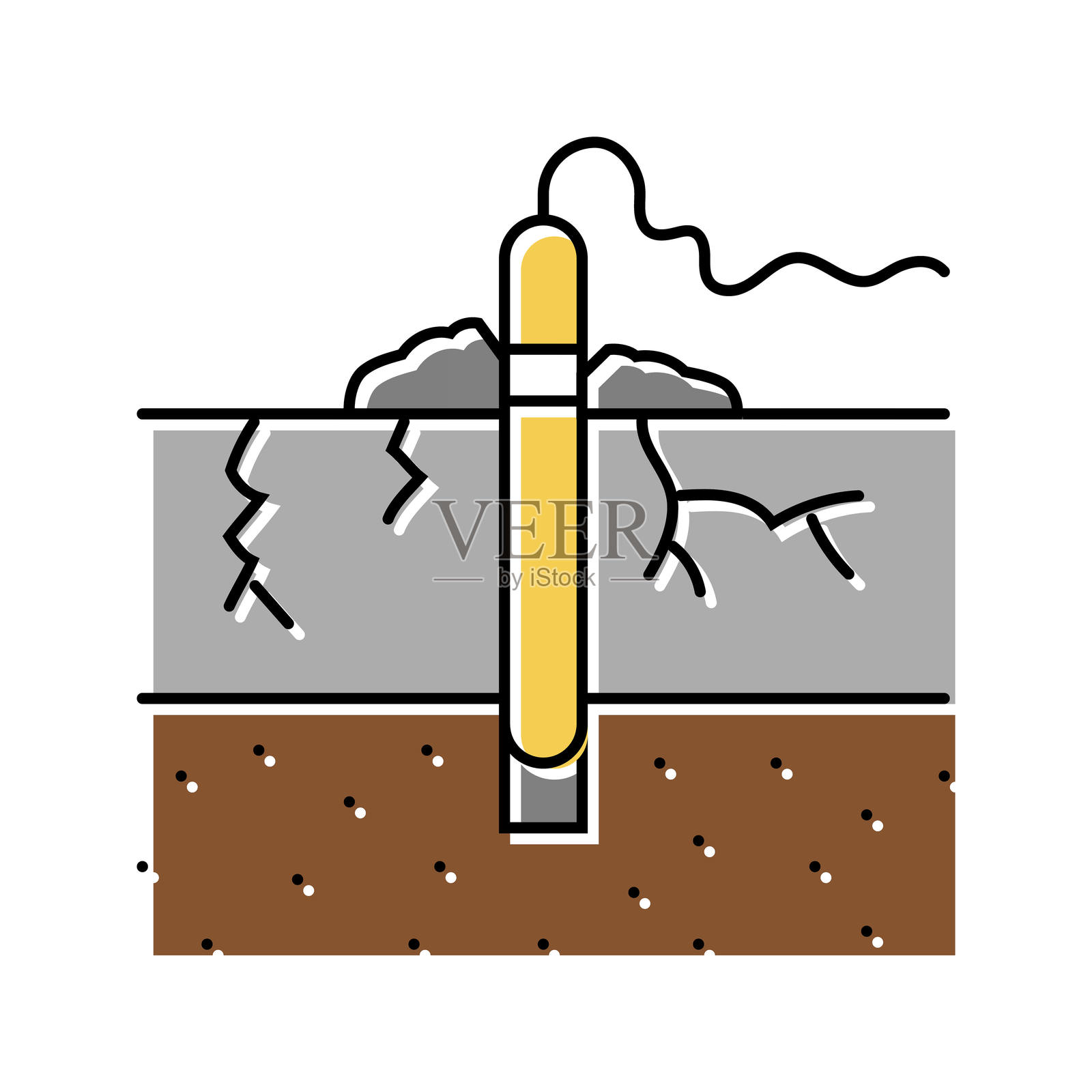 岩石爆破采矿彩色图标插图插画图片素材