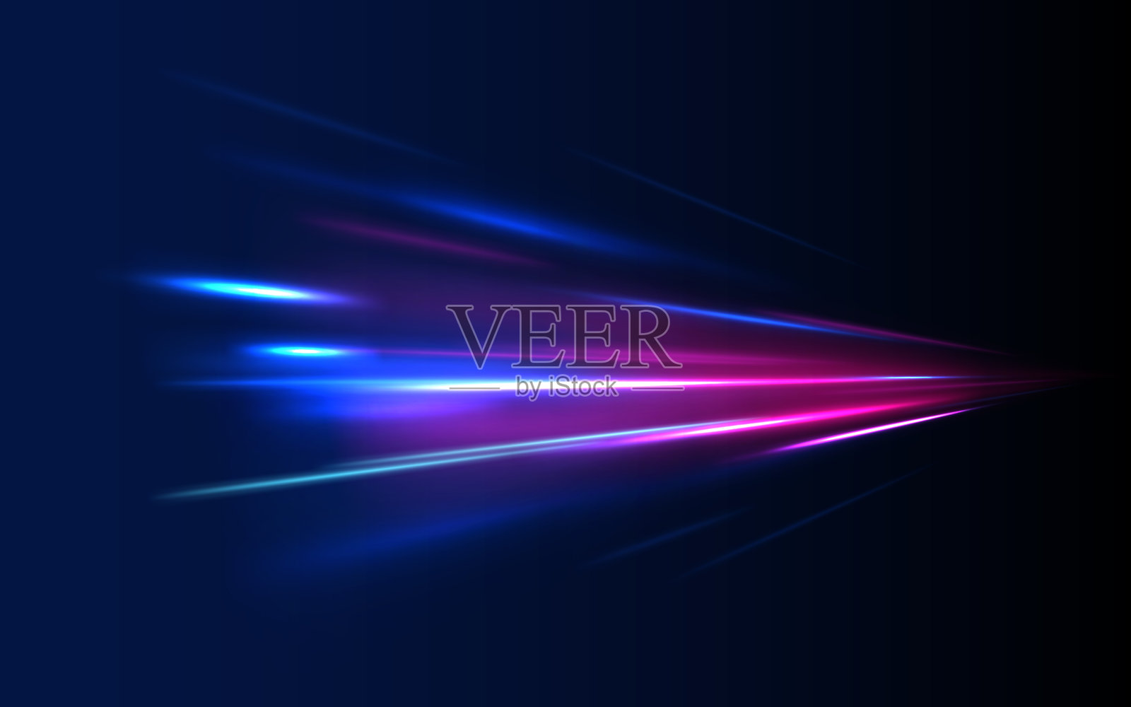 抽象的快速移动发光霓虹粒子形成的蓝色光曲线插画图片素材