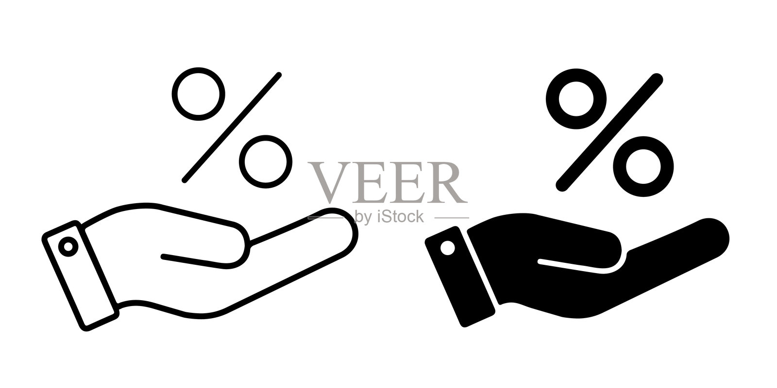 百分比图标集，利率插画图片素材