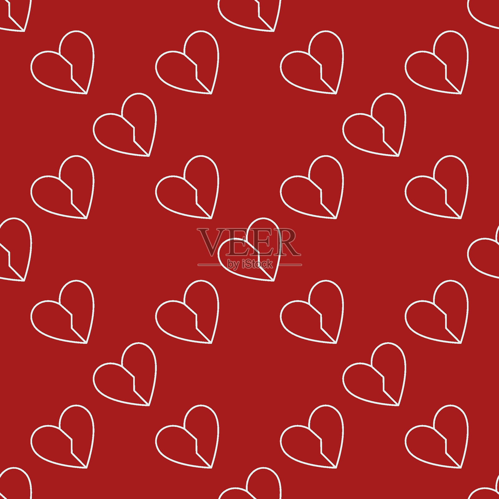 破碎的心矢量图 失恋线条无缝图案插画图片素材