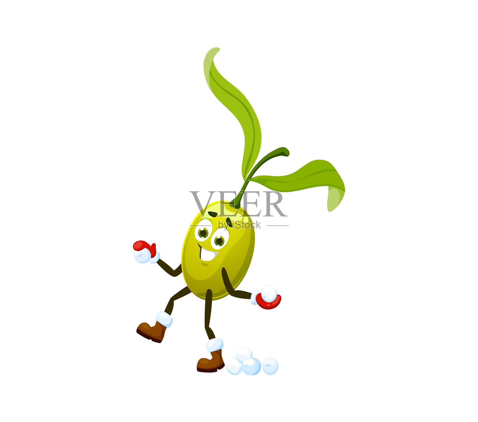 卡通圣诞假期中的橄榄球玩雪仗插画图片素材