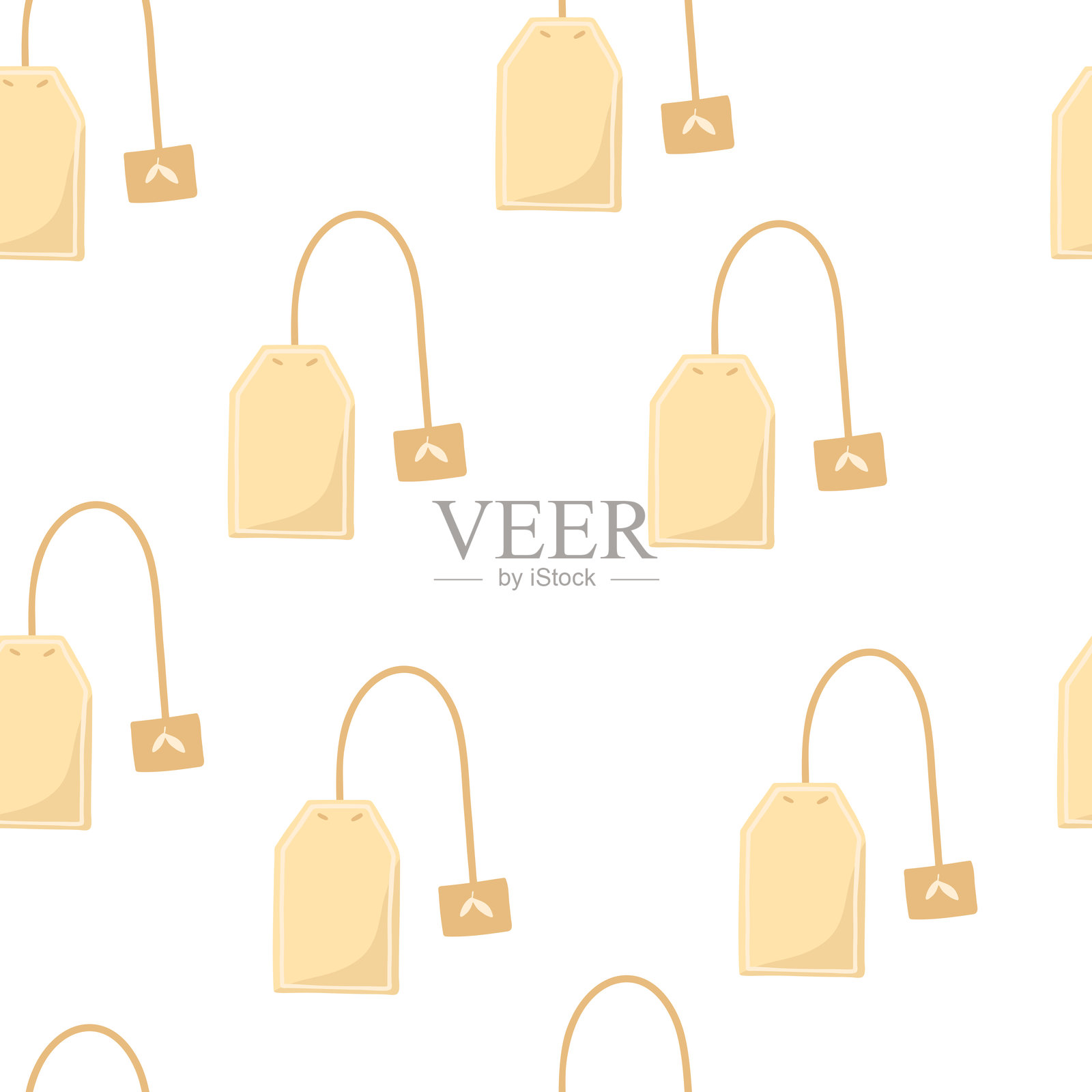 手绘茶包的无缝图案插画图片素材