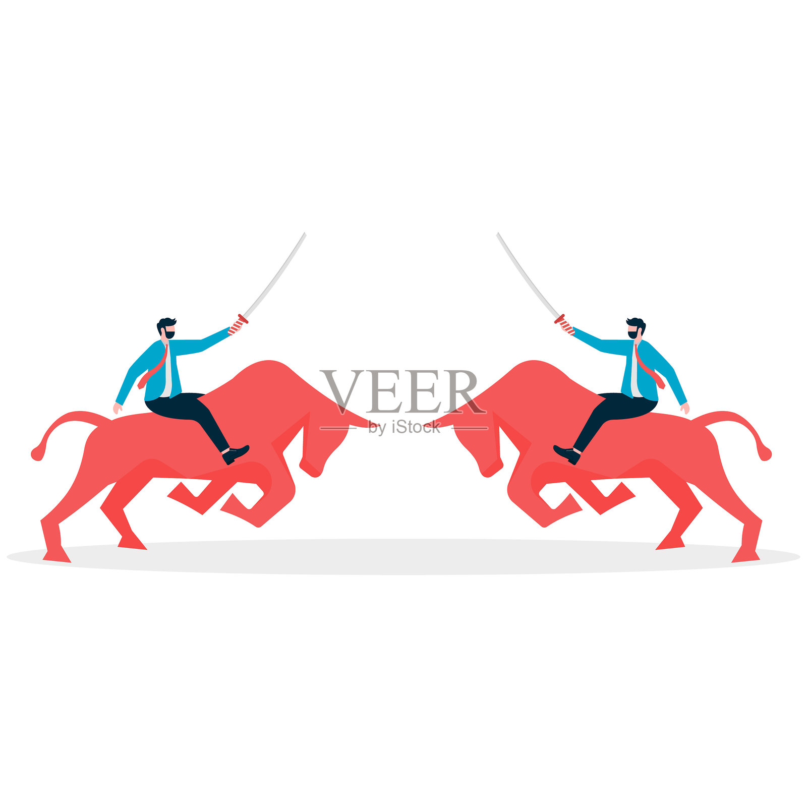 牛市与熊市的股票市场概念。等待市场从熊市反转为牛市。图表，插画图片素材