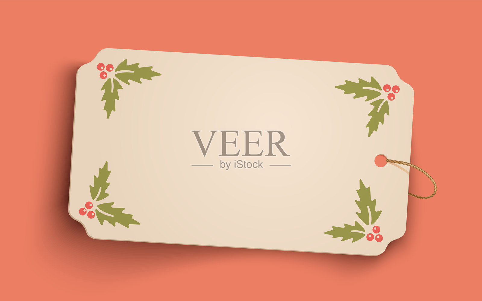 带有圣诞植物的旧纸横幅矢量图。插画图片素材