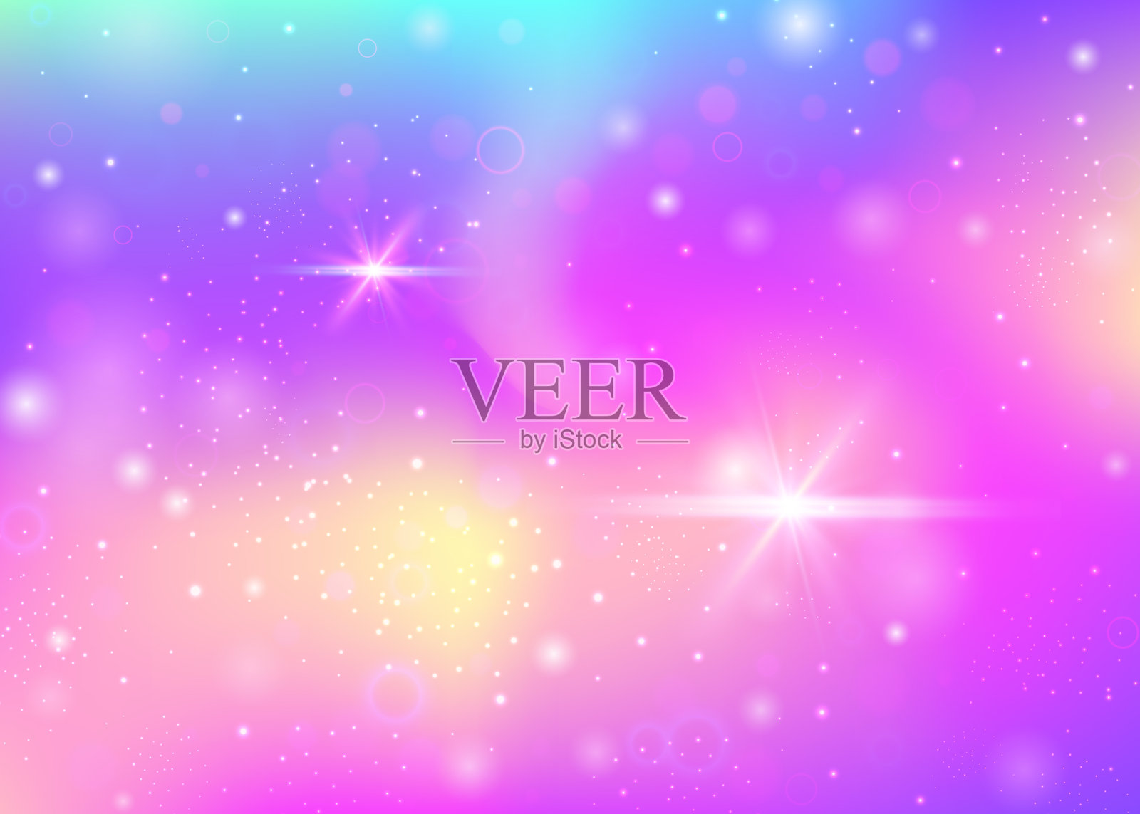 独角兽渐变。粉色魔法邀请函。彩虹背景。全息柔和网格。紫色宇宙全息图。淡紫色神秘图案。女孩背景。星星独角兽渐变。插画图片素材