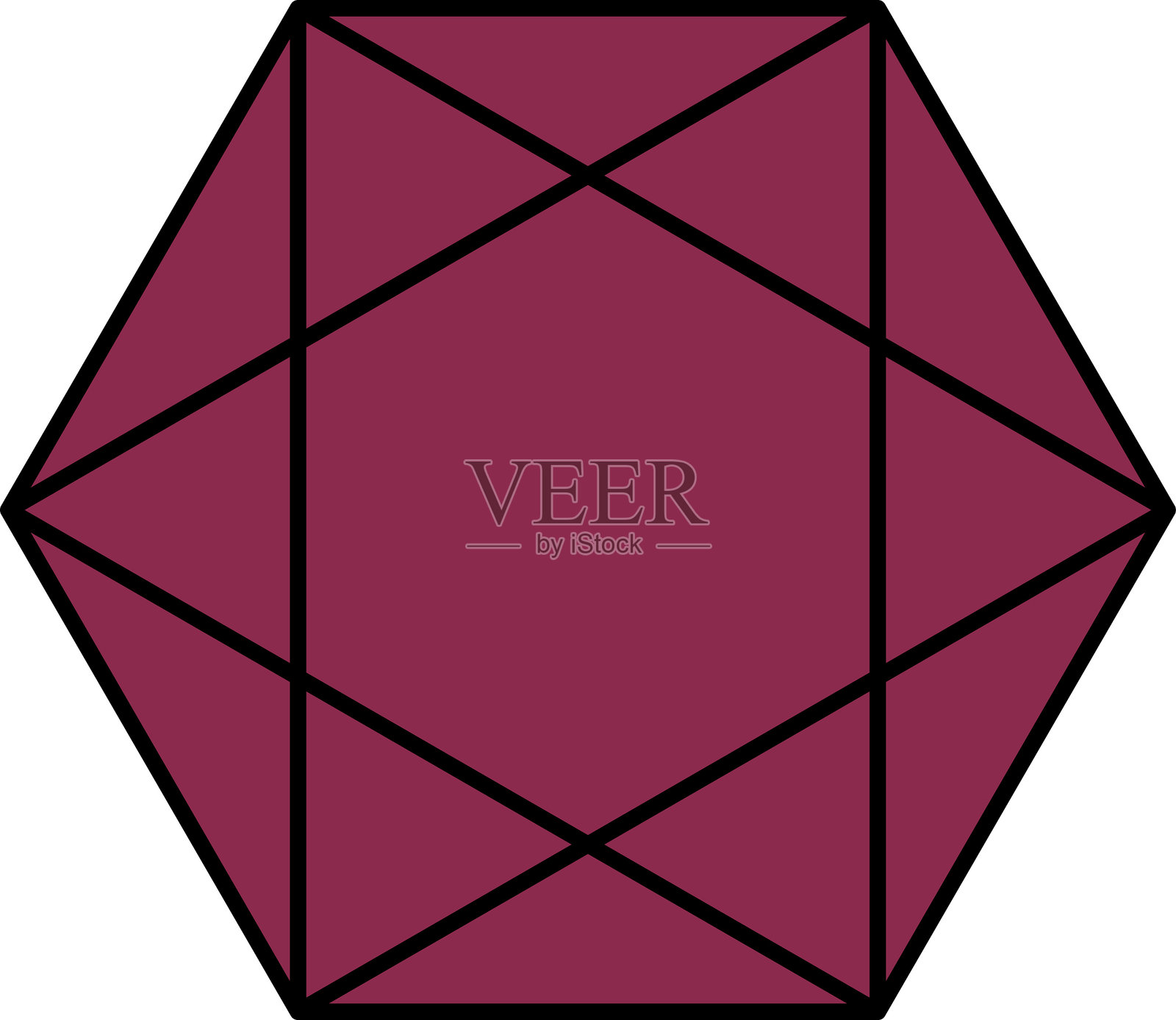 钻石水晶线条图标，石头和宝石或珍贵宝石标志，矢量插图，背景为白色。插画图片素材