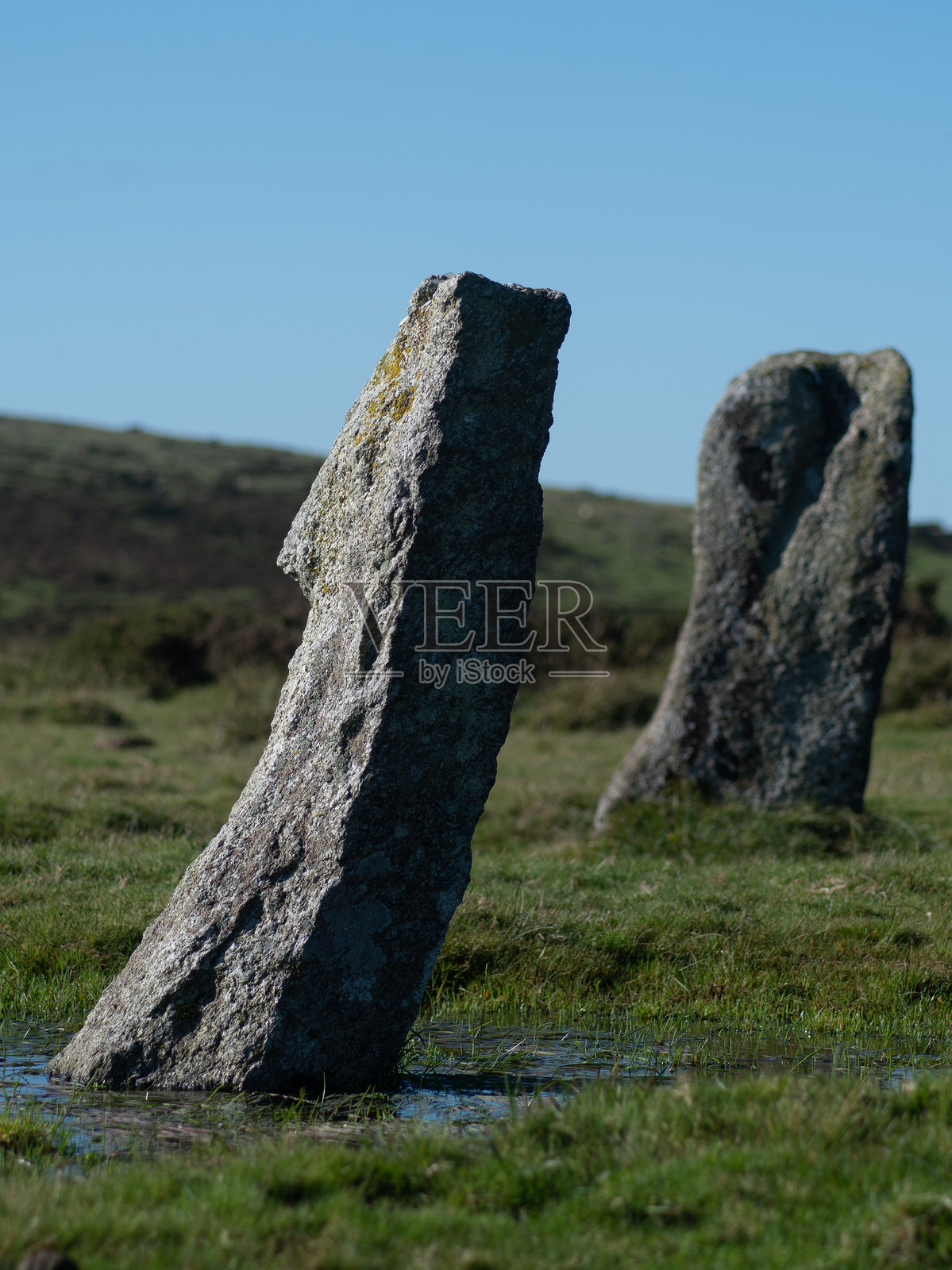 博德敏沼泽的九石圈，康沃尔照片摄影图片
