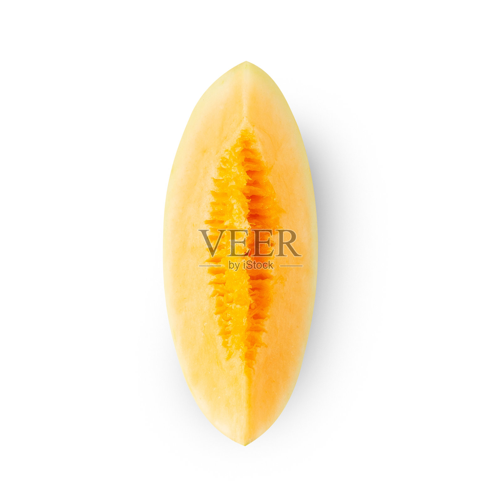 切片的哈密瓜，孤立在白色背景上，带有剪切路径，景深清晰照片摄影图片