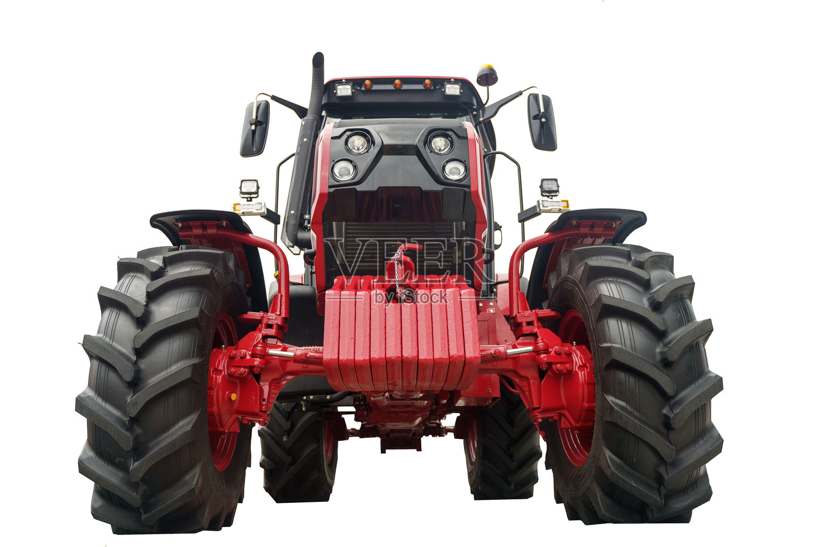 农用拖拉机，背景为白色。照片摄影图片