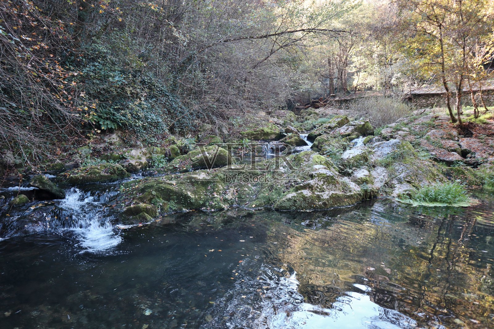 卡尔皮农 - 瀑布公园中的卡尔皮诺溪急流照片摄影图片