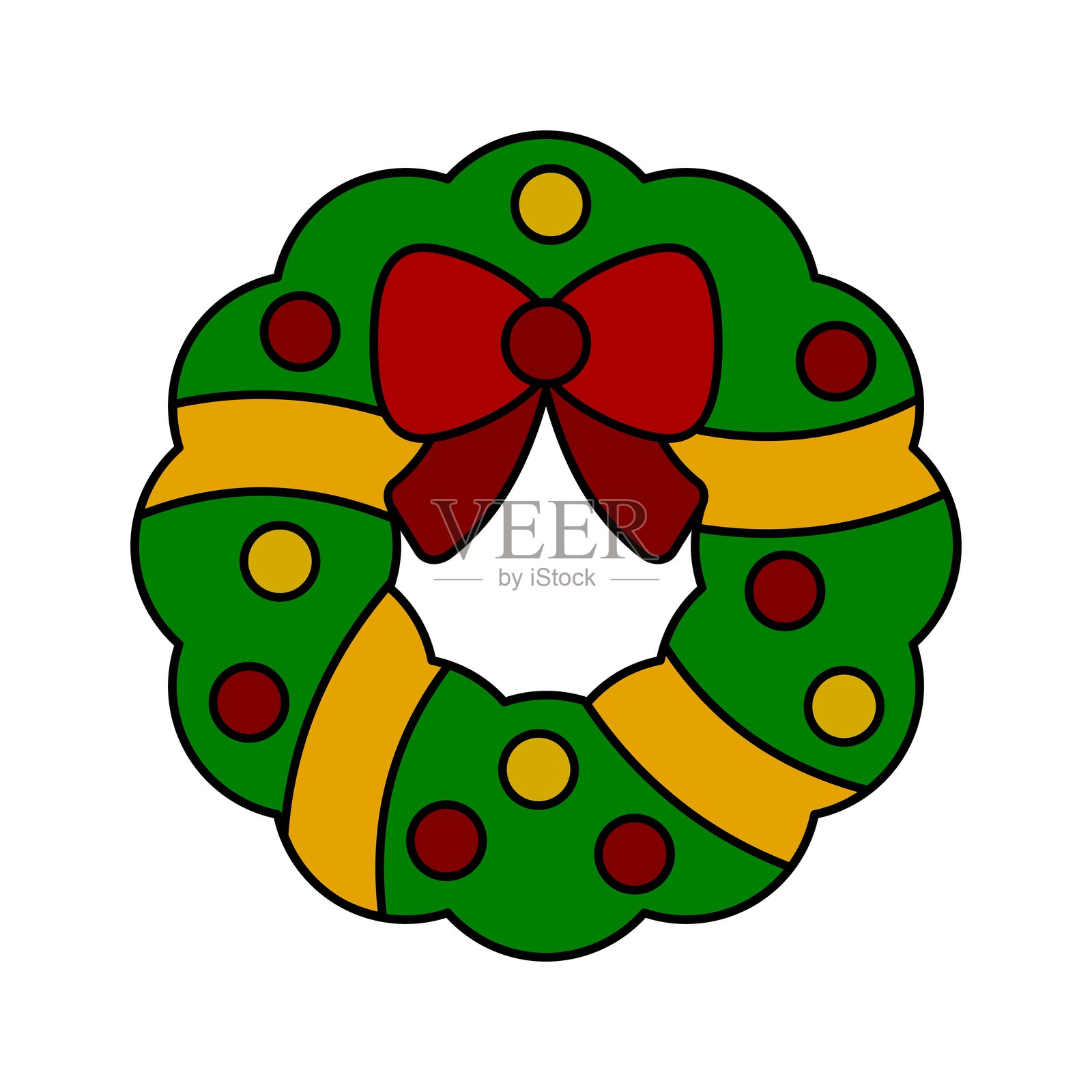 节日季节设计的装饰圣诞花环图标。插画图片素材