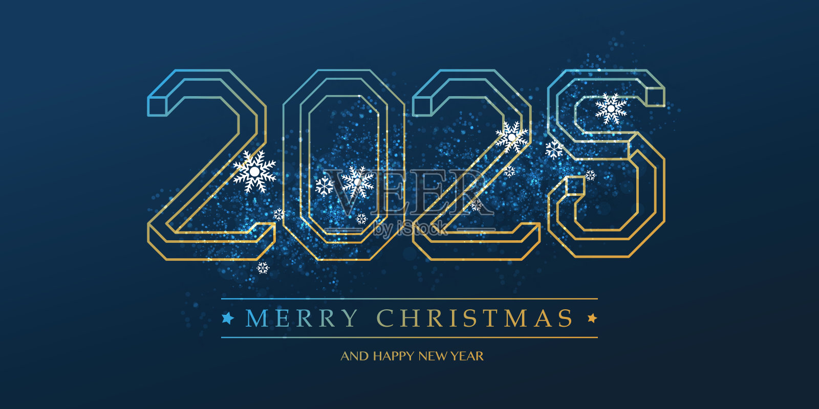 快乐假期，新年贺卡模板 - 2025插画图片素材