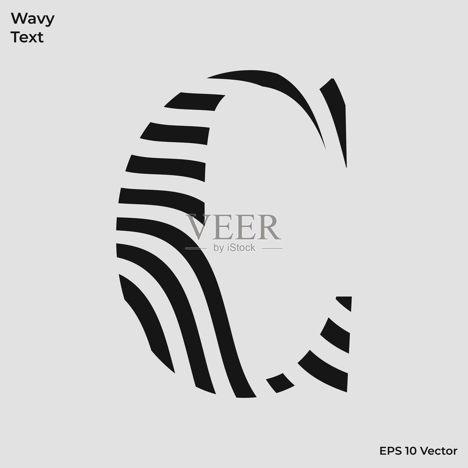 波浪条纹字母大写C插画图片素材