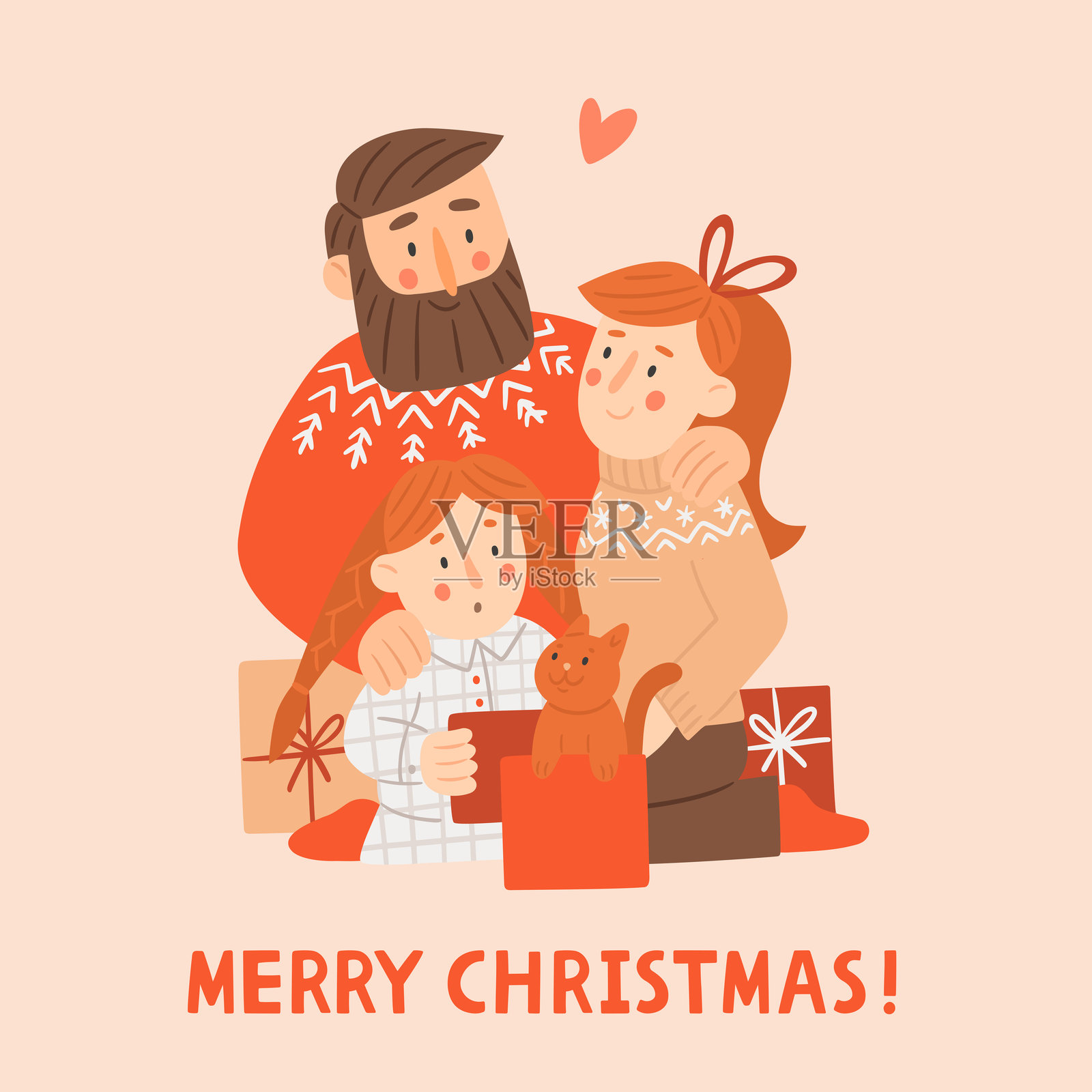 圣诞贺卡插画图片素材