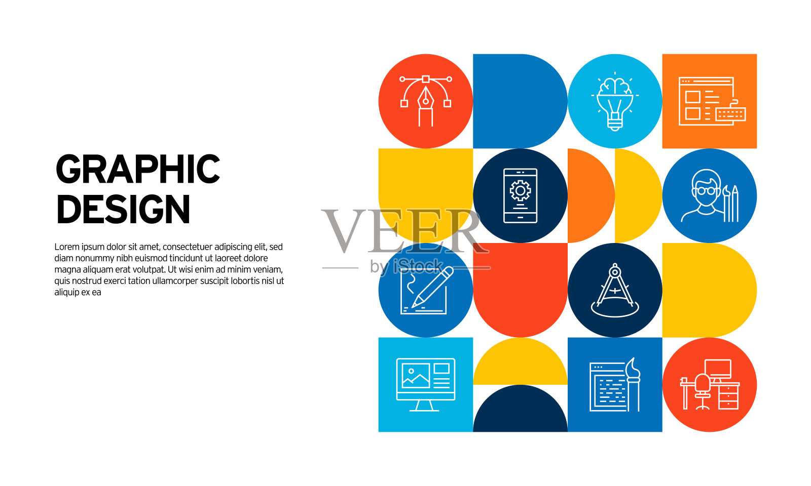 与设计和创意相关的矢量插图。设计师、创意、潮流、布局、风格、横幅、营销插画图片素材