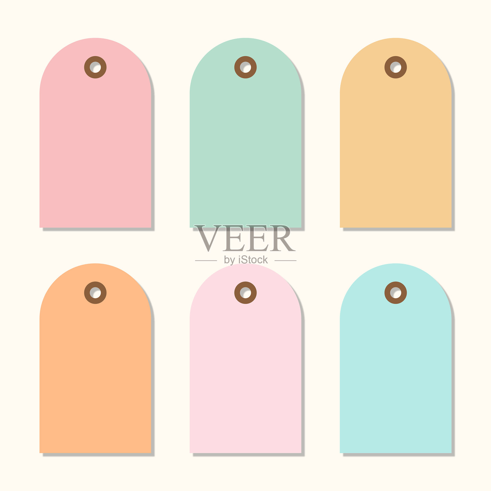 甜心糖果色的空白礼品标签标签集插画图片素材