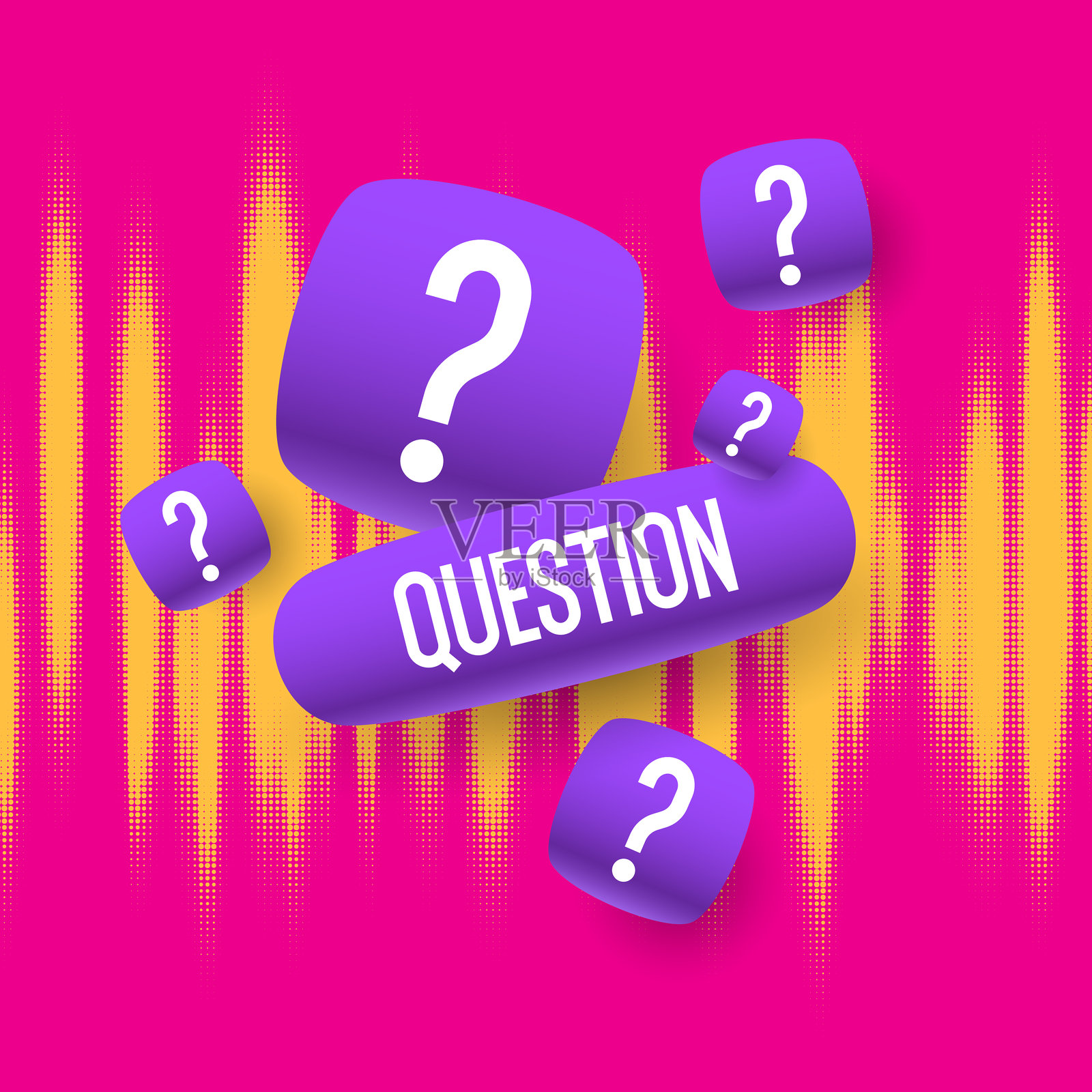 带有问号的海报。一个需要回答的问题。传递信息的元素。插画图片素材